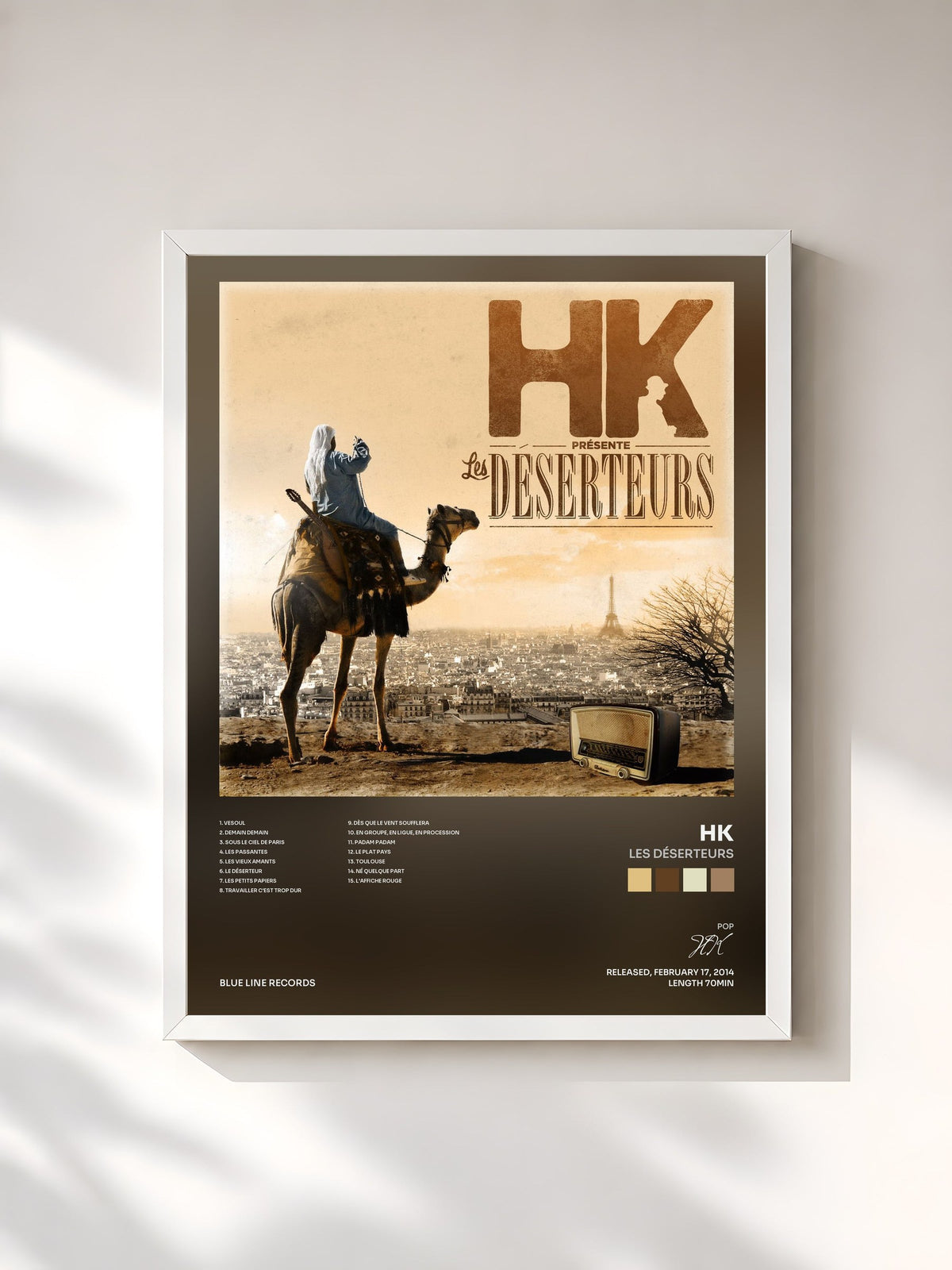 #blanc Tableau de l'album Les déserteurs de HK, cadre blanc, imprimé et encadré en France