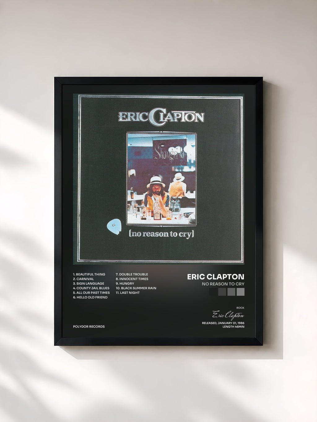 #noir No Reason To Cry di Eric Clapton in stampa incorniciata, cornice nera, stampata e incorniciata in Francia
