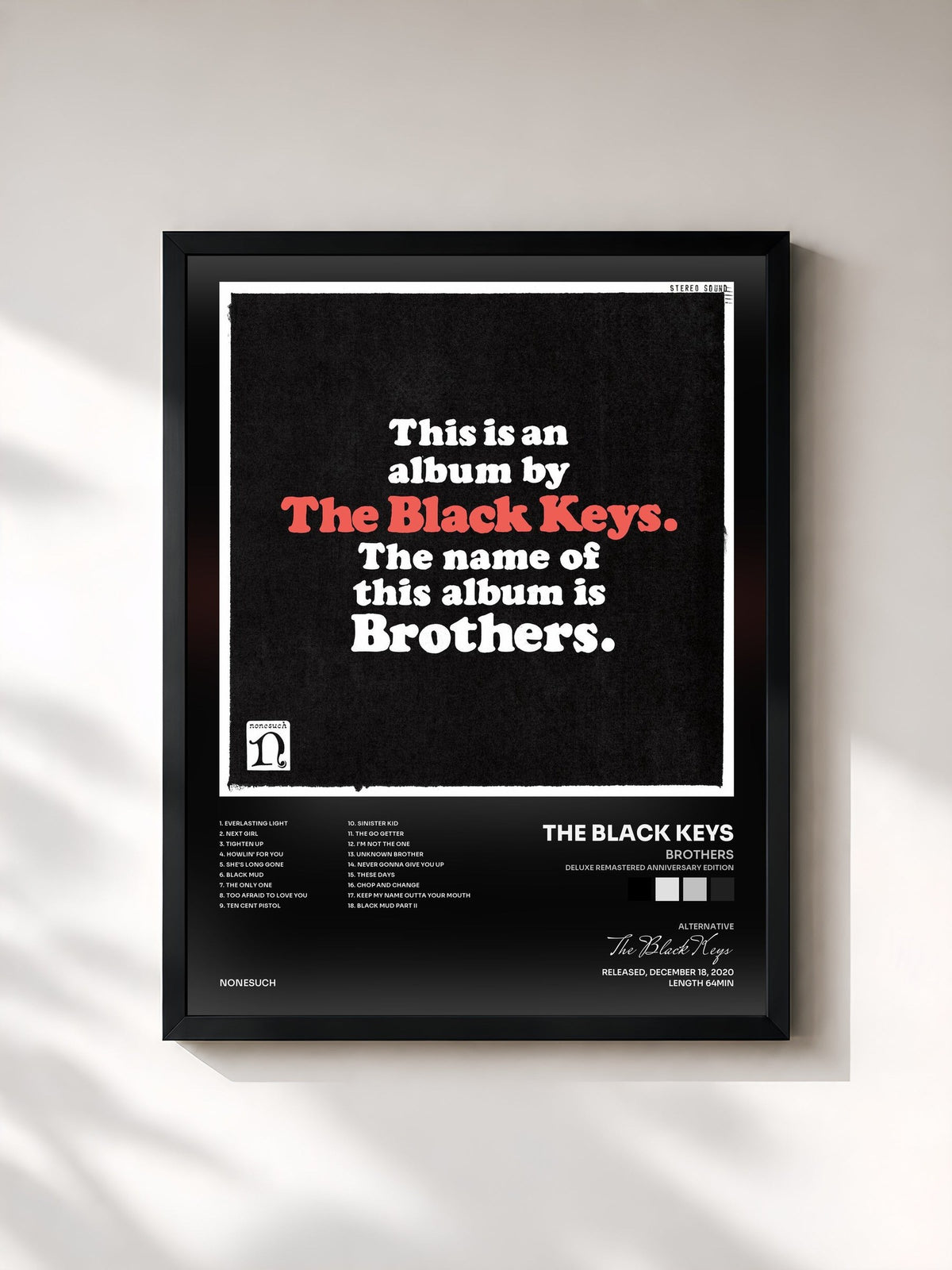 #noir Tableau de l'album Brothers (Deluxe Remastered Anniversary Edition) de The Black Keys, cadre noir, imprimé et encadré en France