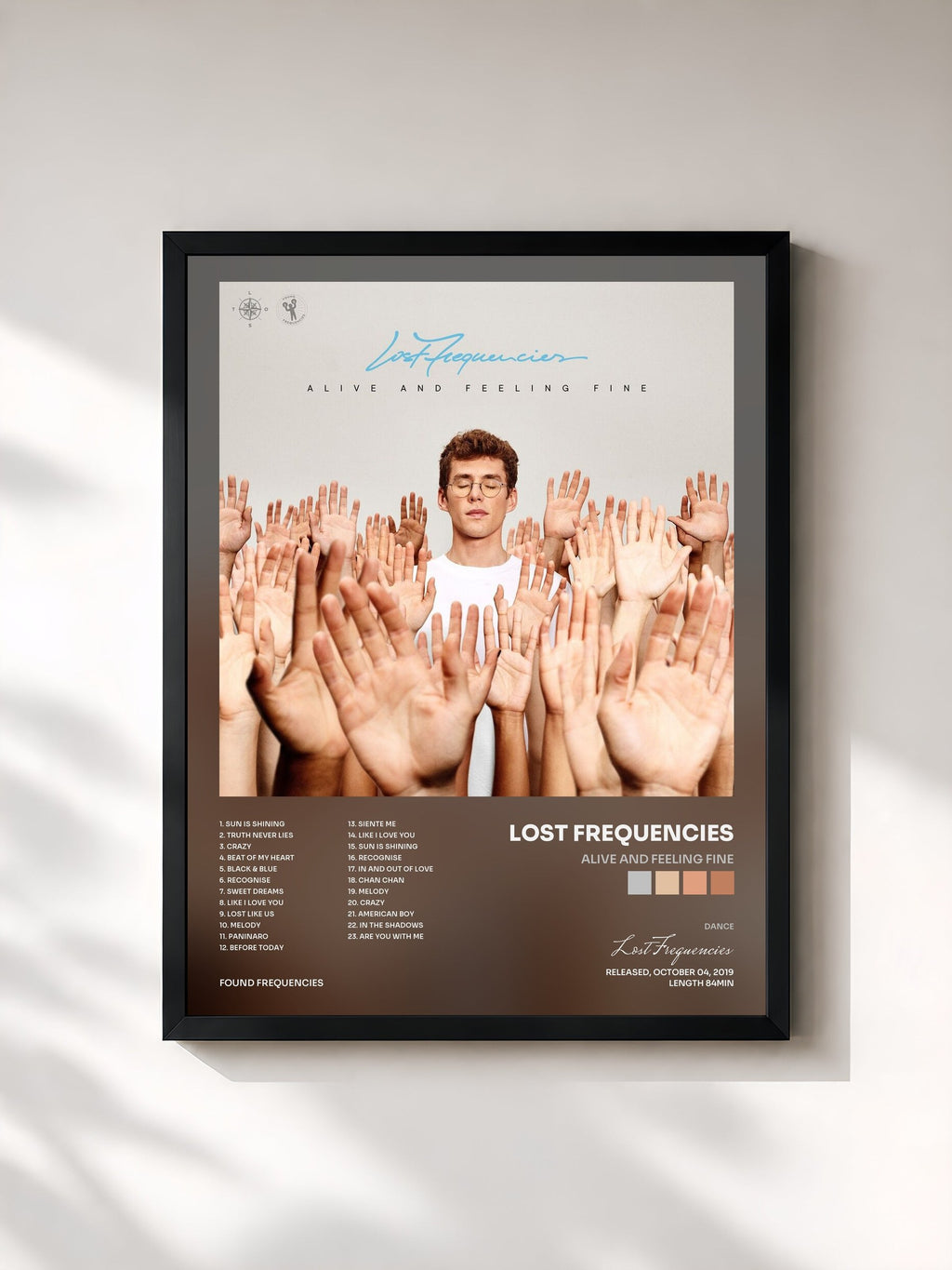 #noir Alive And Feeling Fine di Lost Frequencies in stampa incorniciata, cornice nera, stampata e incorniciata in Francia