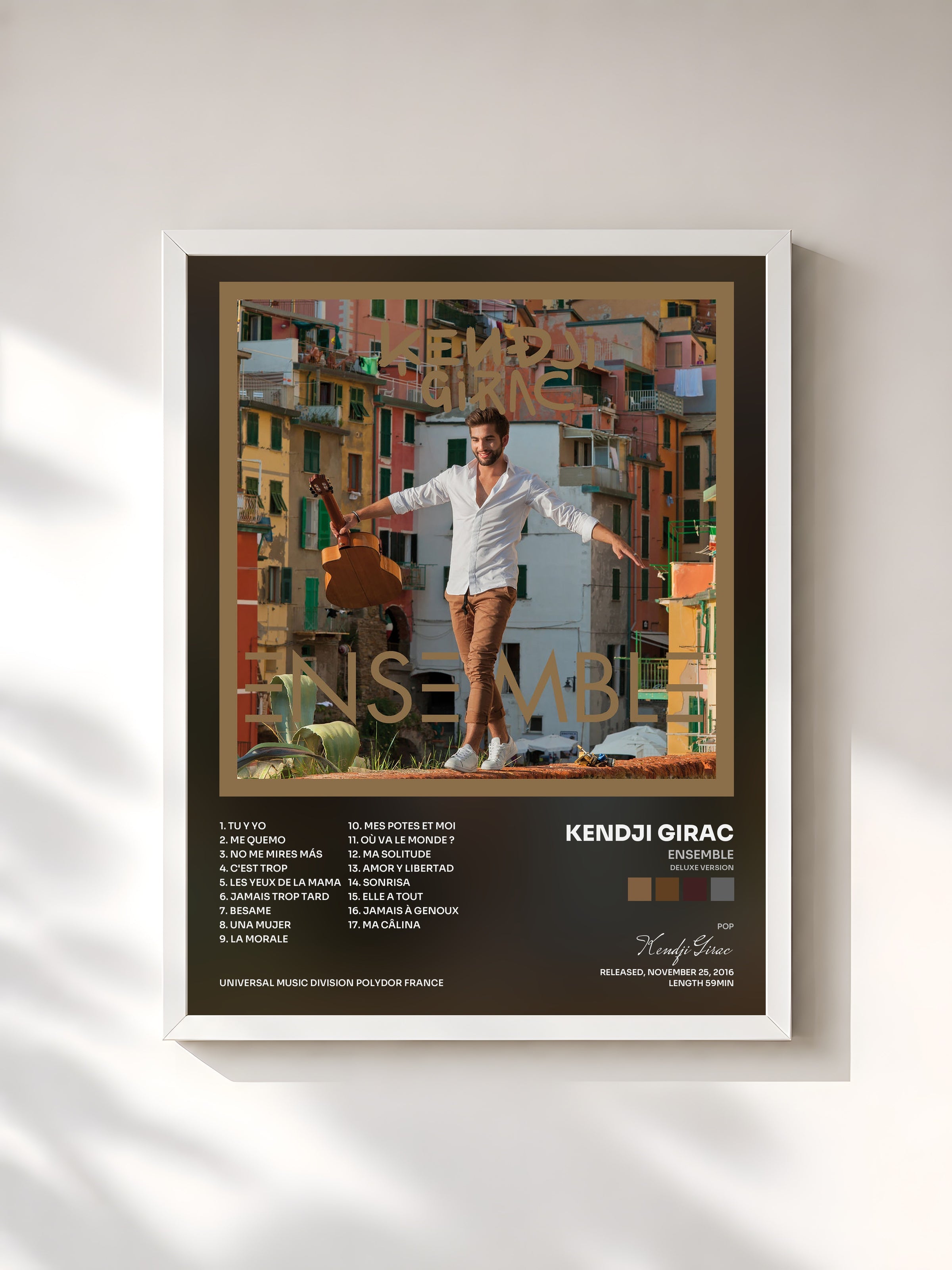#blanc Ensemble (Deluxe Version) de Kendji Girac en lámina enmarcada, marco blanco, impresa y enmarcada en Francia