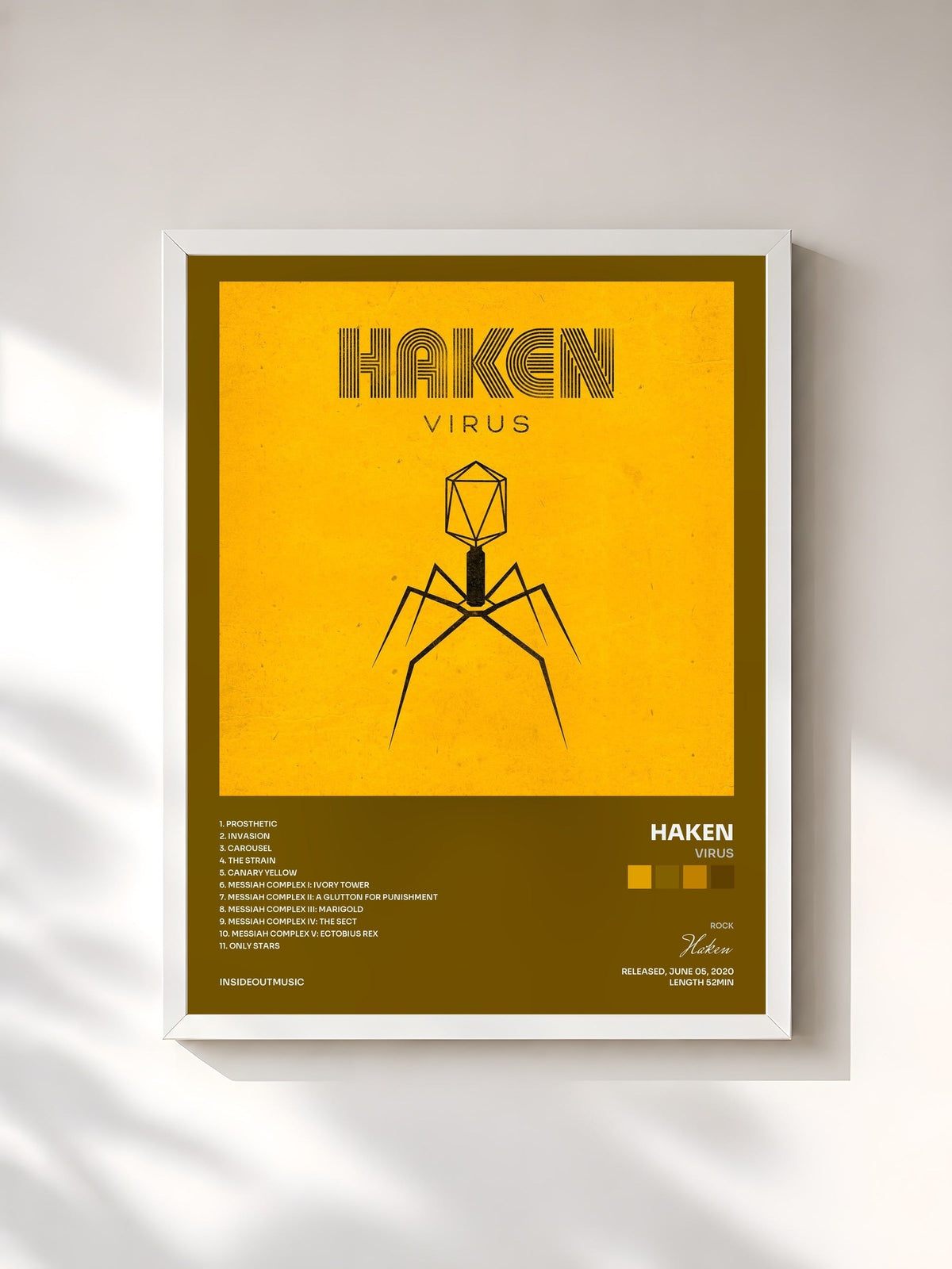 #blanc Tableau de l'album Virus de Haken, cadre blanc, imprimé et encadré en France