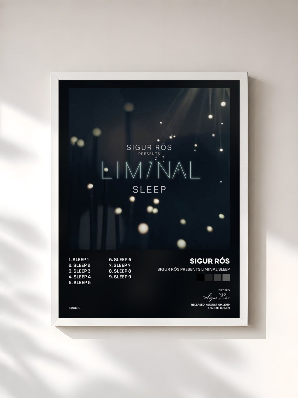 #blanc Sigur Rós Presents Liminal Sleep von Sigur Rós als gerahmter Kunstdruck, weißer Rahmen, gedruckt und gerahmt in Frankreich