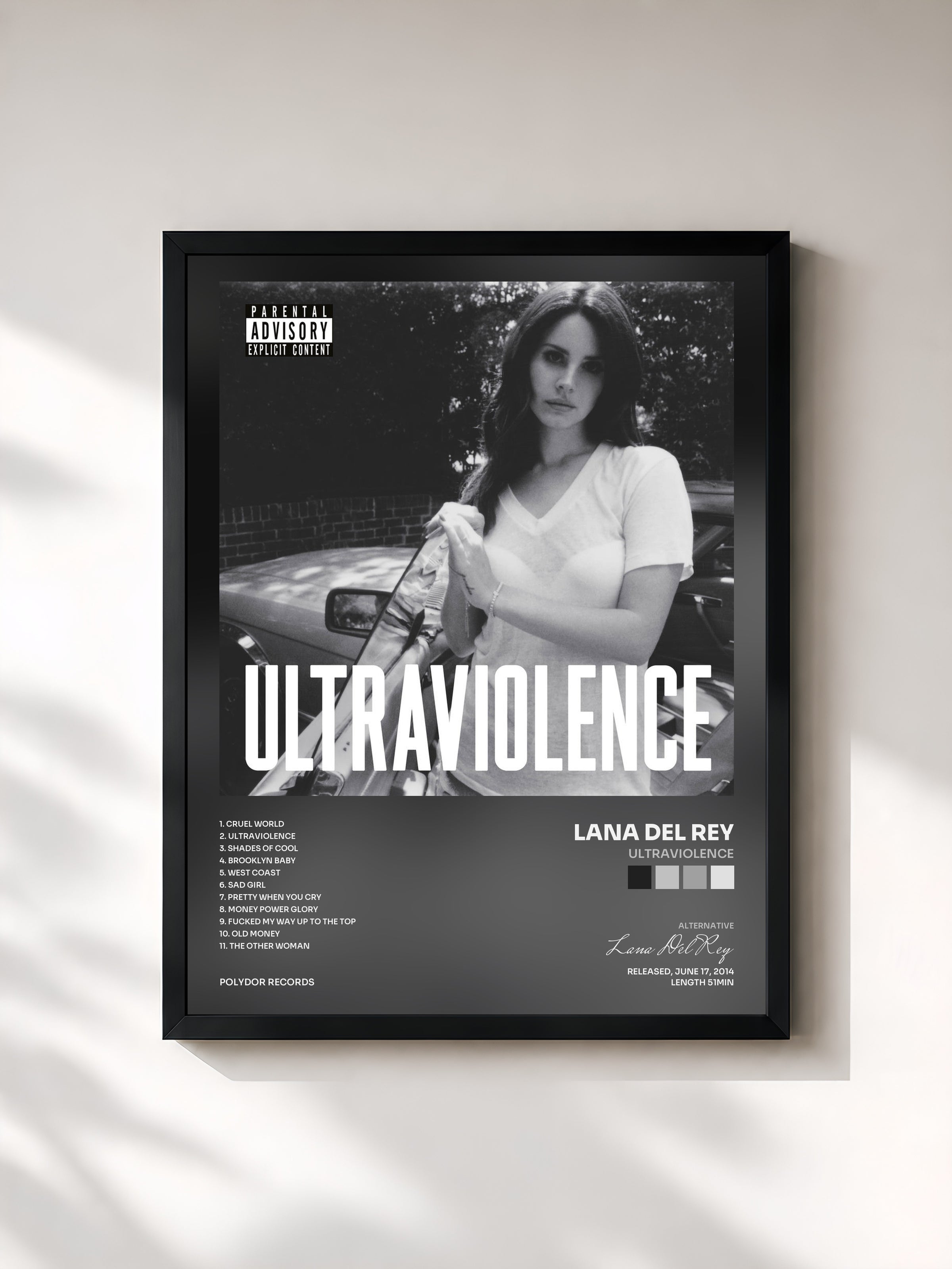 #noir Ultraviolence di Lana Del Rey in stampa incorniciata, cornice nera, stampata e incorniciata in Francia