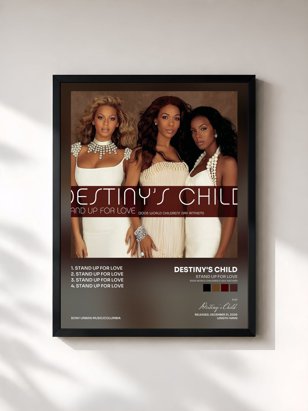 #noir Stand Up For Love (2005 World Children's Day Anthem) by Destiny's Child as a framed art print, black frame, printed and framed in France