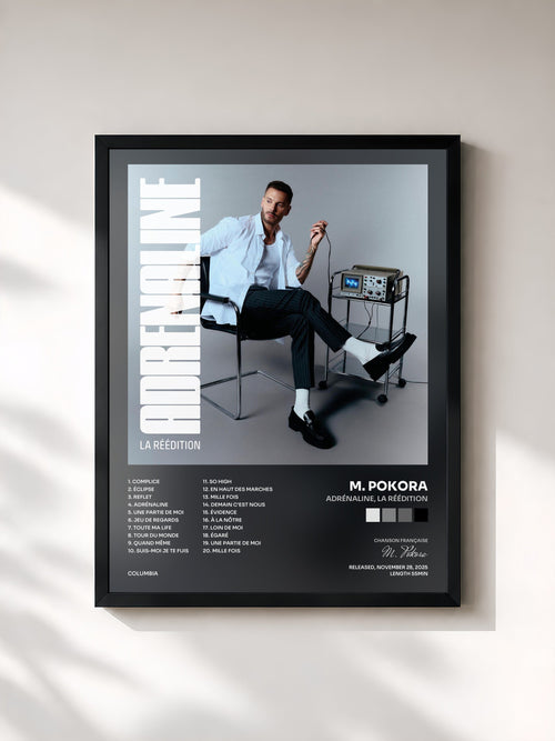 M. Pokora · ADRÉNALINE, LA RÉÉDITION — Affiche encadrée