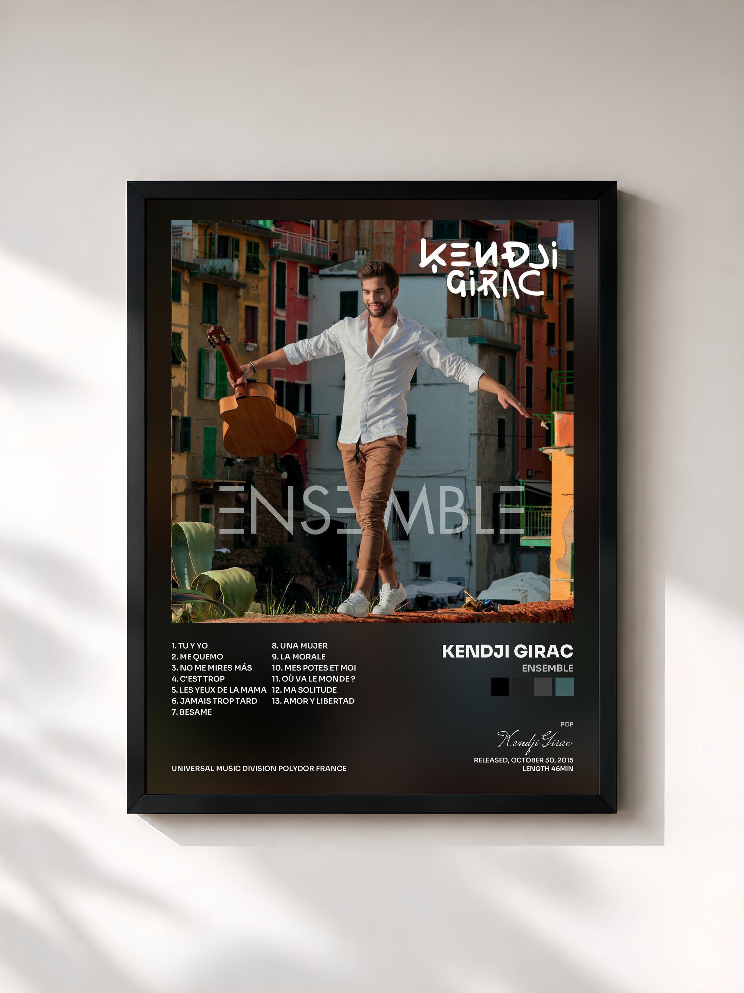 #noir Ensemble de Kendji Girac en lámina enmarcada, marco negro, impresa y enmarcada en Francia