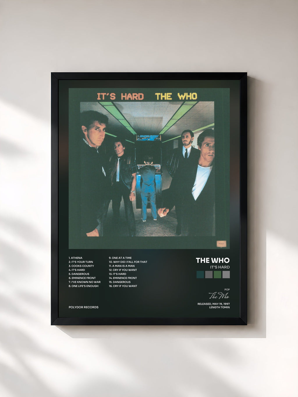 #noir It's Hard di The Who in stampa incorniciata, cornice nera, stampata e incorniciata in Francia