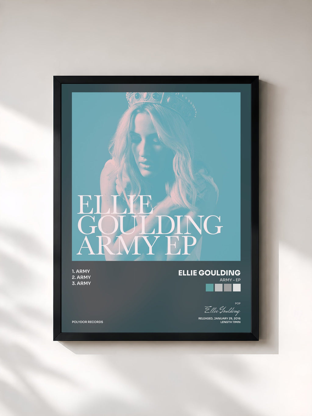 #noir Tableau de l'album Army - EP de Ellie Goulding, cadre noir, imprimé et encadré en France