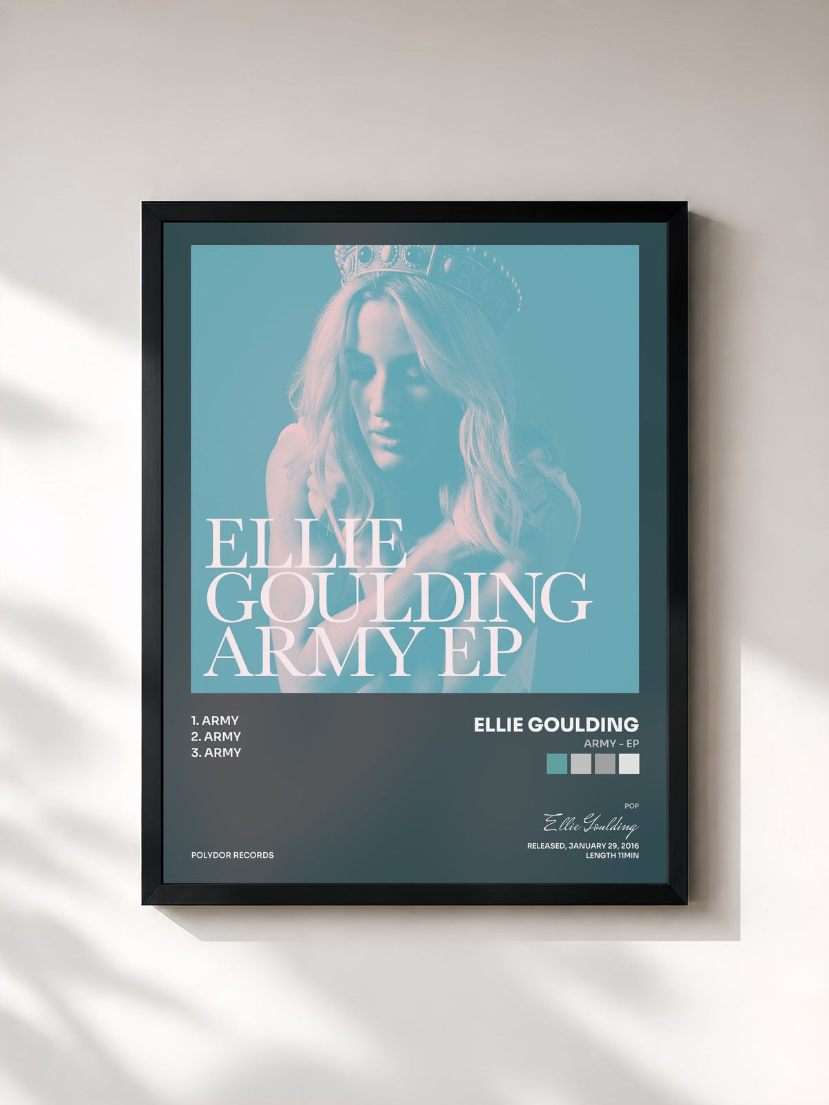#noir Tableau de l'album Army - EP de Ellie Goulding, cadre noir, imprimé et encadré en France