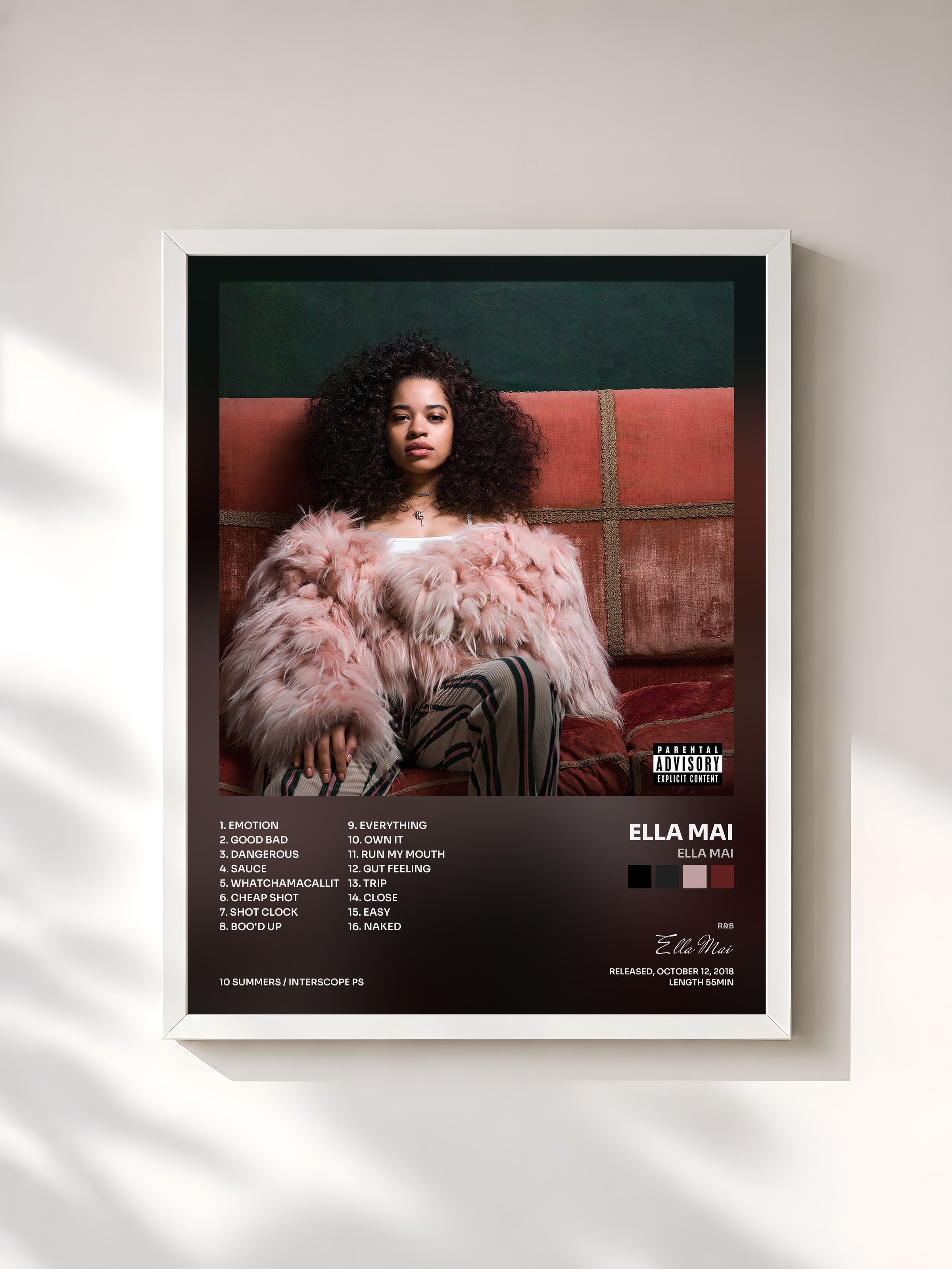 #blanc Tableau de l'album Ella Mai de Ella Mai, cadre blanc, imprimé et encadré en France
