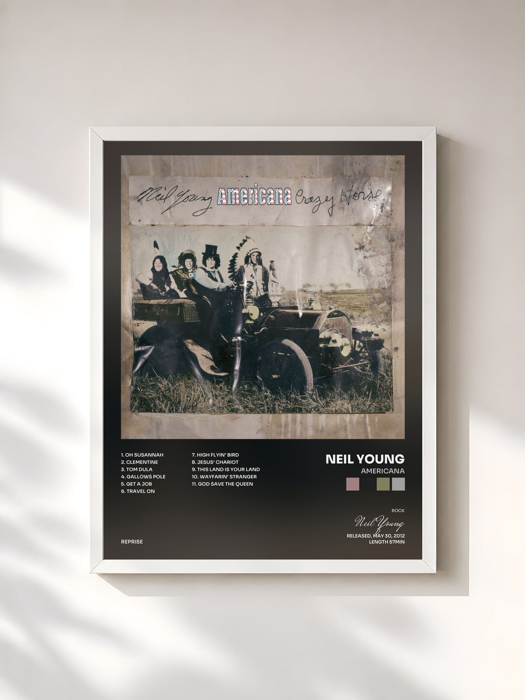 #blanc Americana von Neil Young als gerahmter Kunstdruck, weißer Rahmen, gedruckt und gerahmt in Frankreich