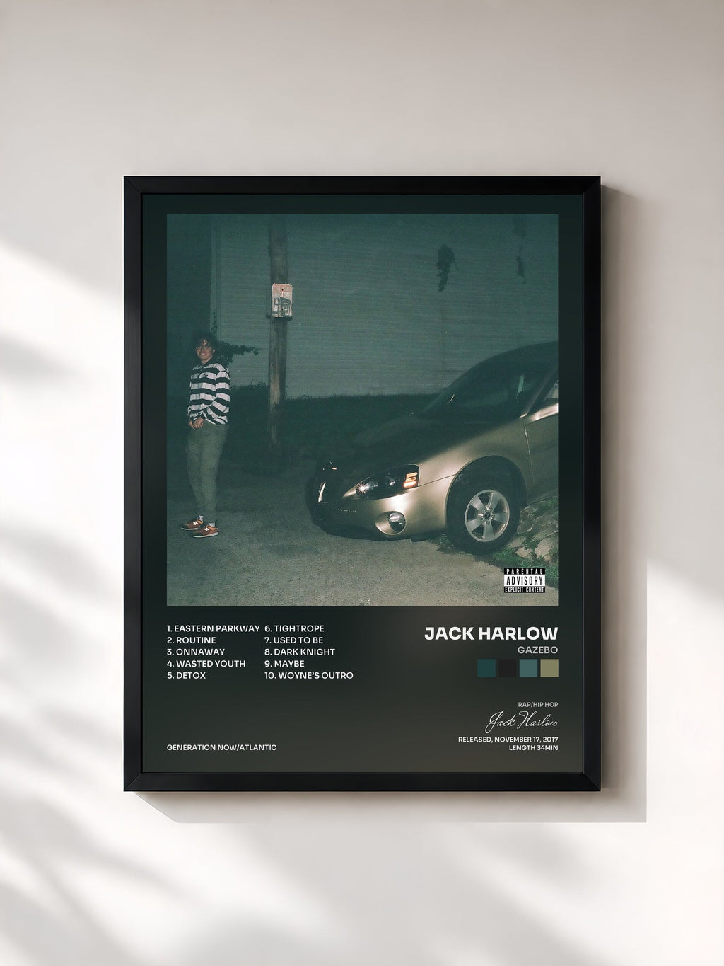 #noir Gazebo de Jack Harlow en lámina enmarcada, marco negro, impresa y enmarcada en Francia
