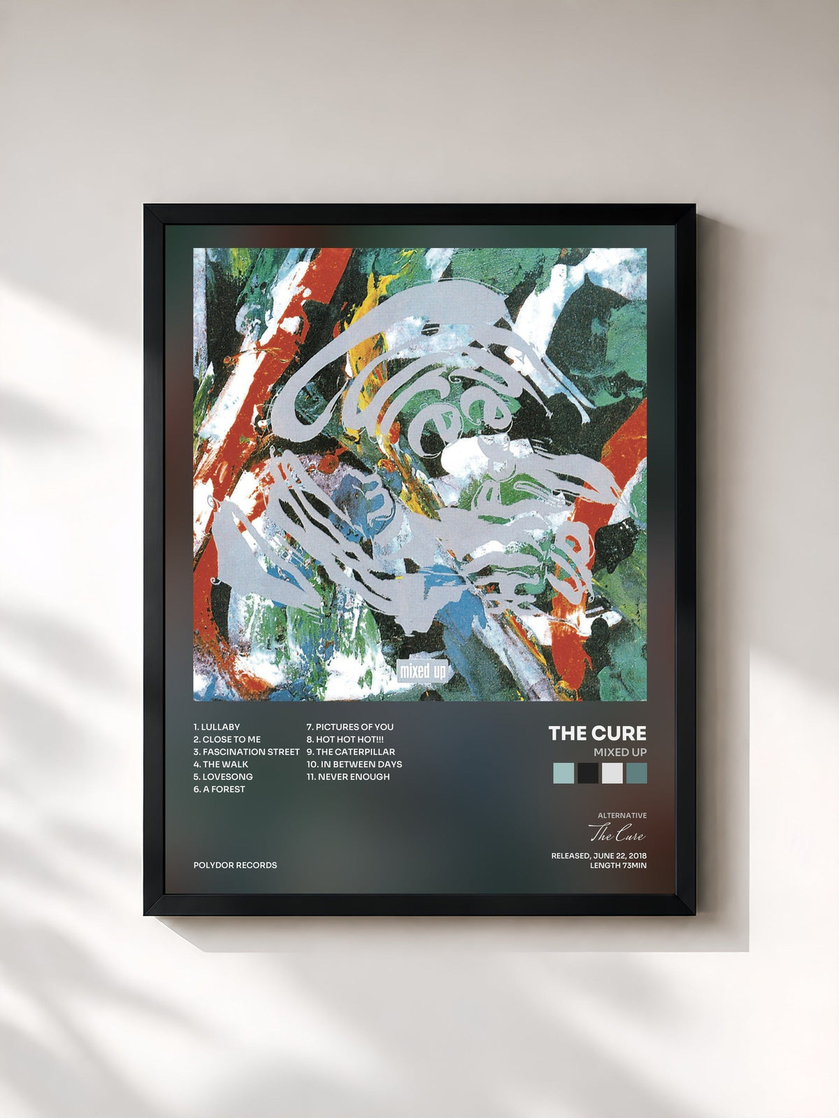 #noir Tableau de l'album Mixed Up de The Cure, cadre noir, imprimé et encadré en France