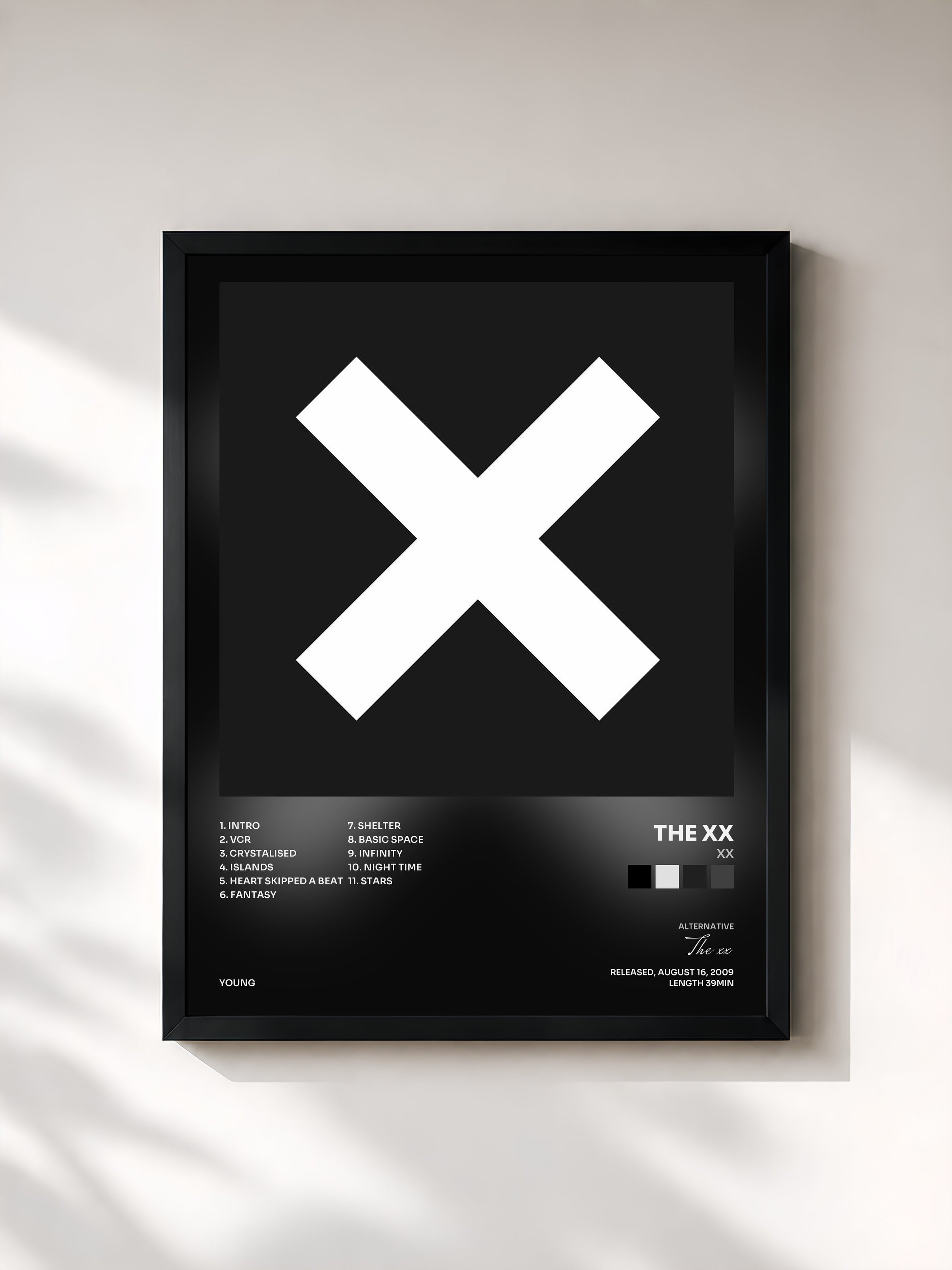 #noir xx di The xx in stampa incorniciata, cornice nera, stampata e incorniciata in Francia
