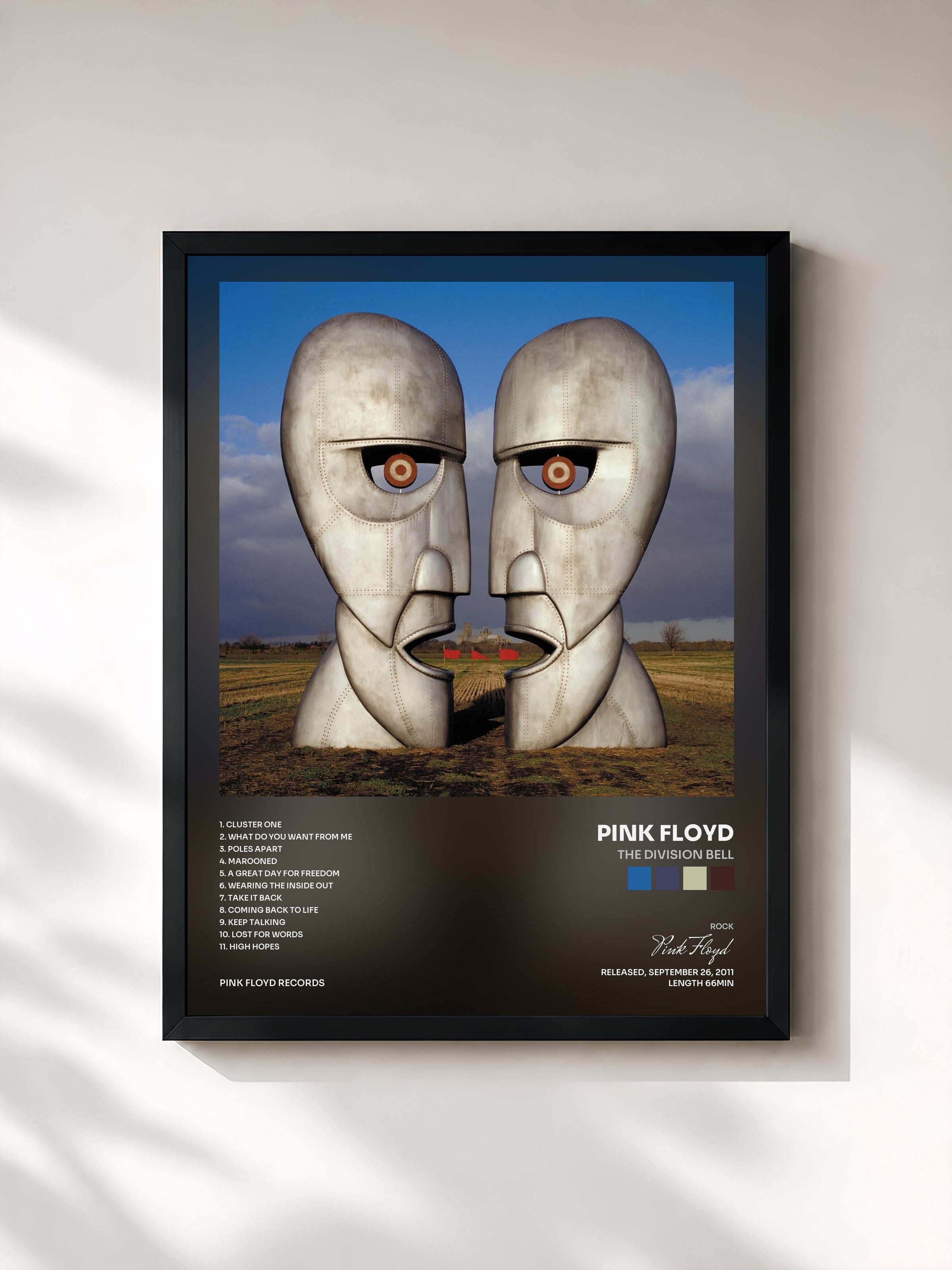 #noir Tableau de l'album The Division Bell de Pink Floyd, cadre noir, imprimé et encadré en France