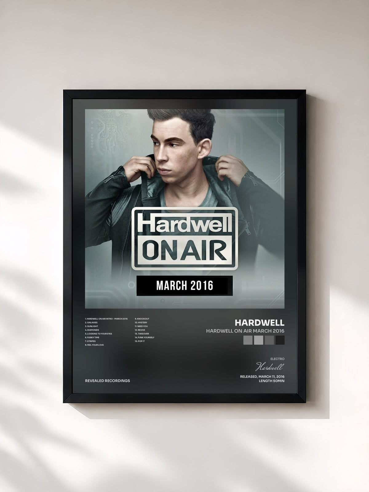 #noir Tableau de l'album Hardwell On Air March 2016 de Hardwell, cadre noir, imprimé et encadré en France