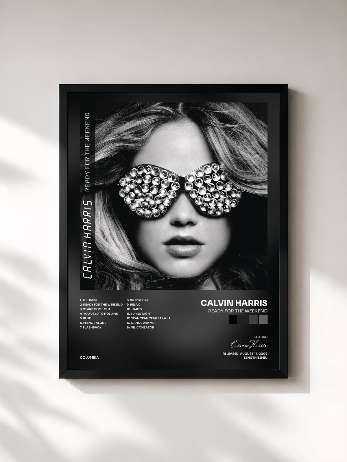 #noir Tableau de l'album Ready For The Weekend de Calvin Harris, cadre noir, imprimé et encadré en France