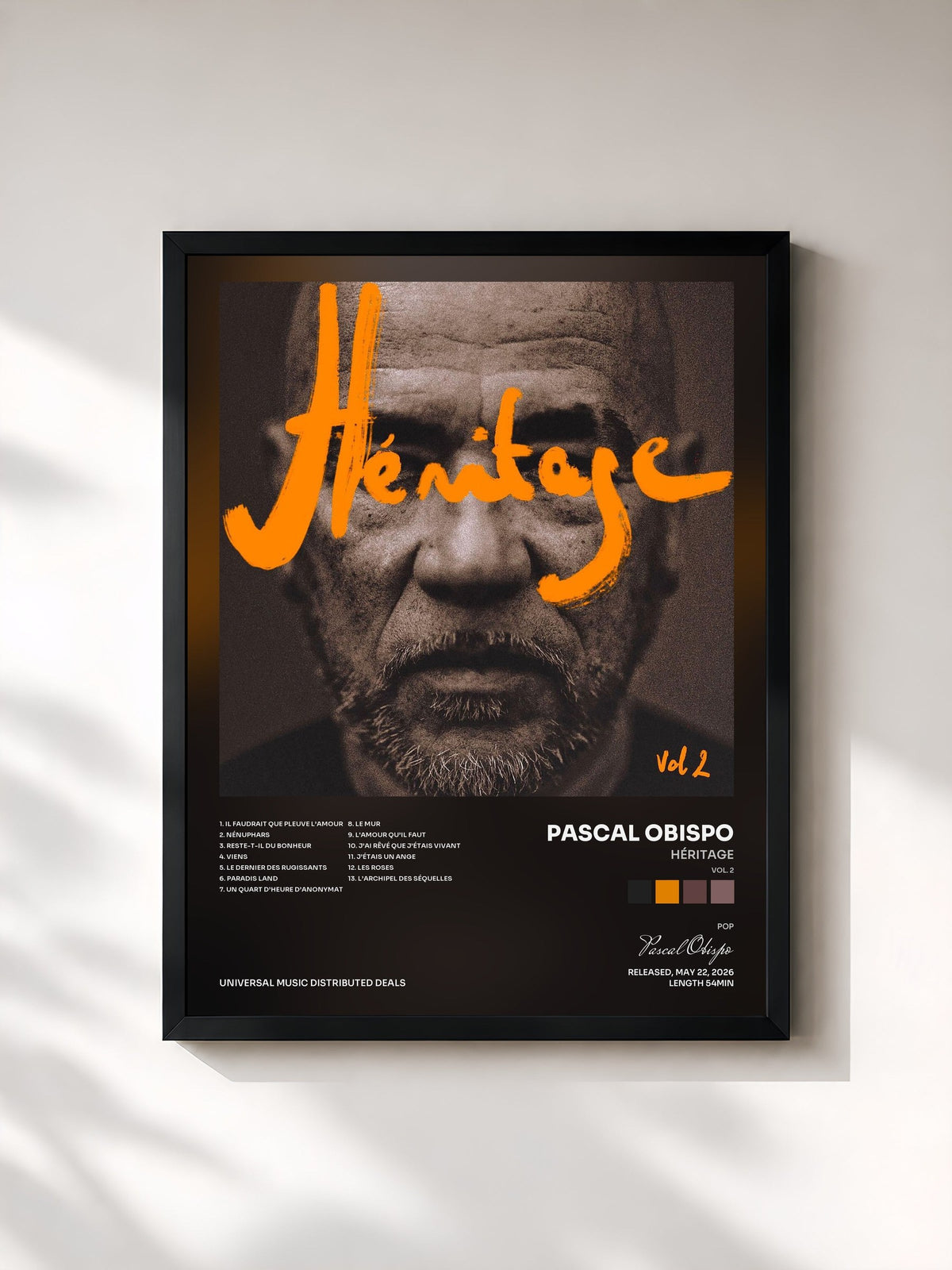 #noir Héritage (Vol. 2) by Pascal Obispo as a framed art print, black frame, printed and framed in France
