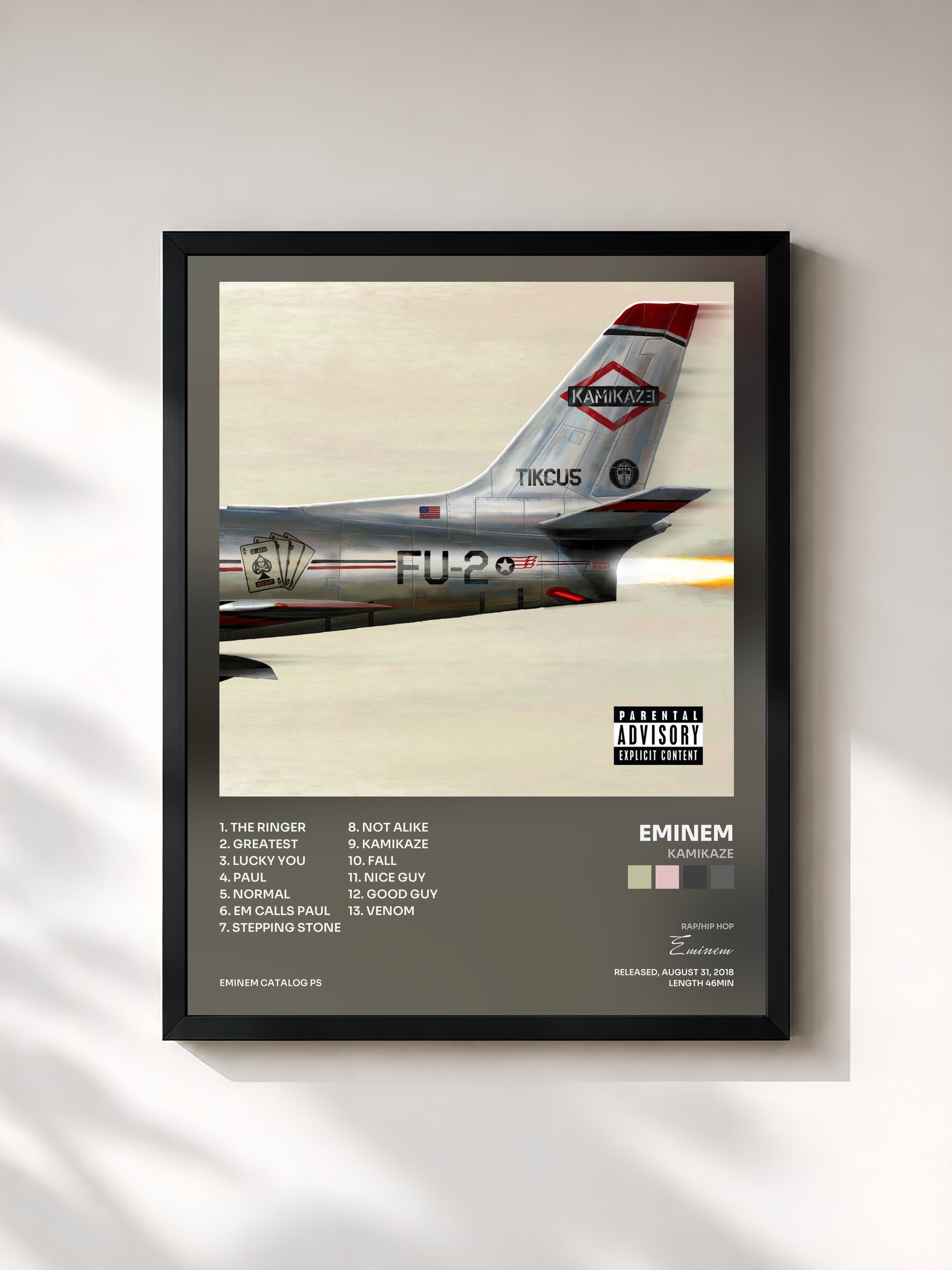 #noir Kamikaze di Eminem in stampa incorniciata, cornice nera, stampata e incorniciata in Francia