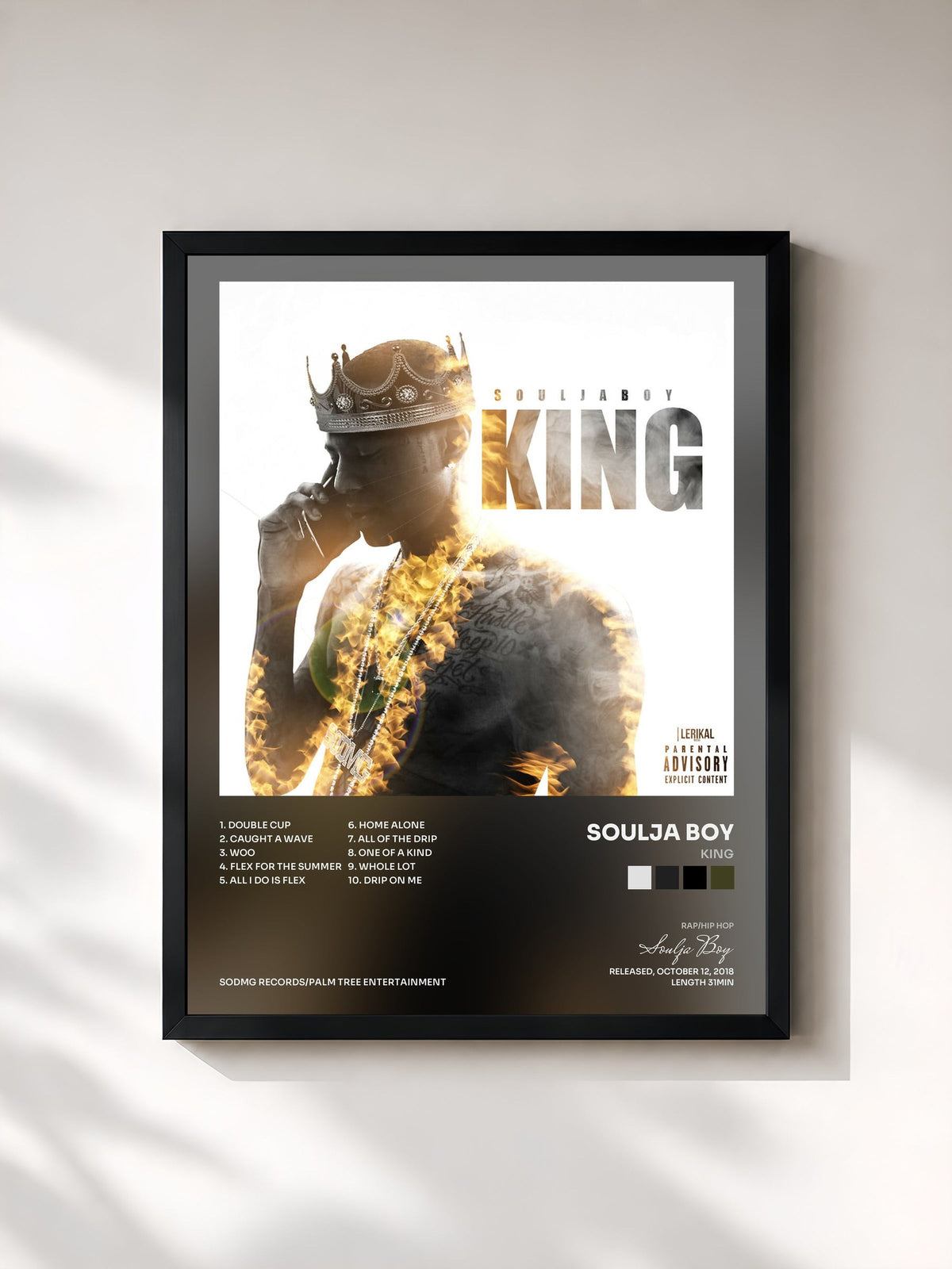 #noir King by Soulja Boy as a framed art print, black frame, printed and framed in France