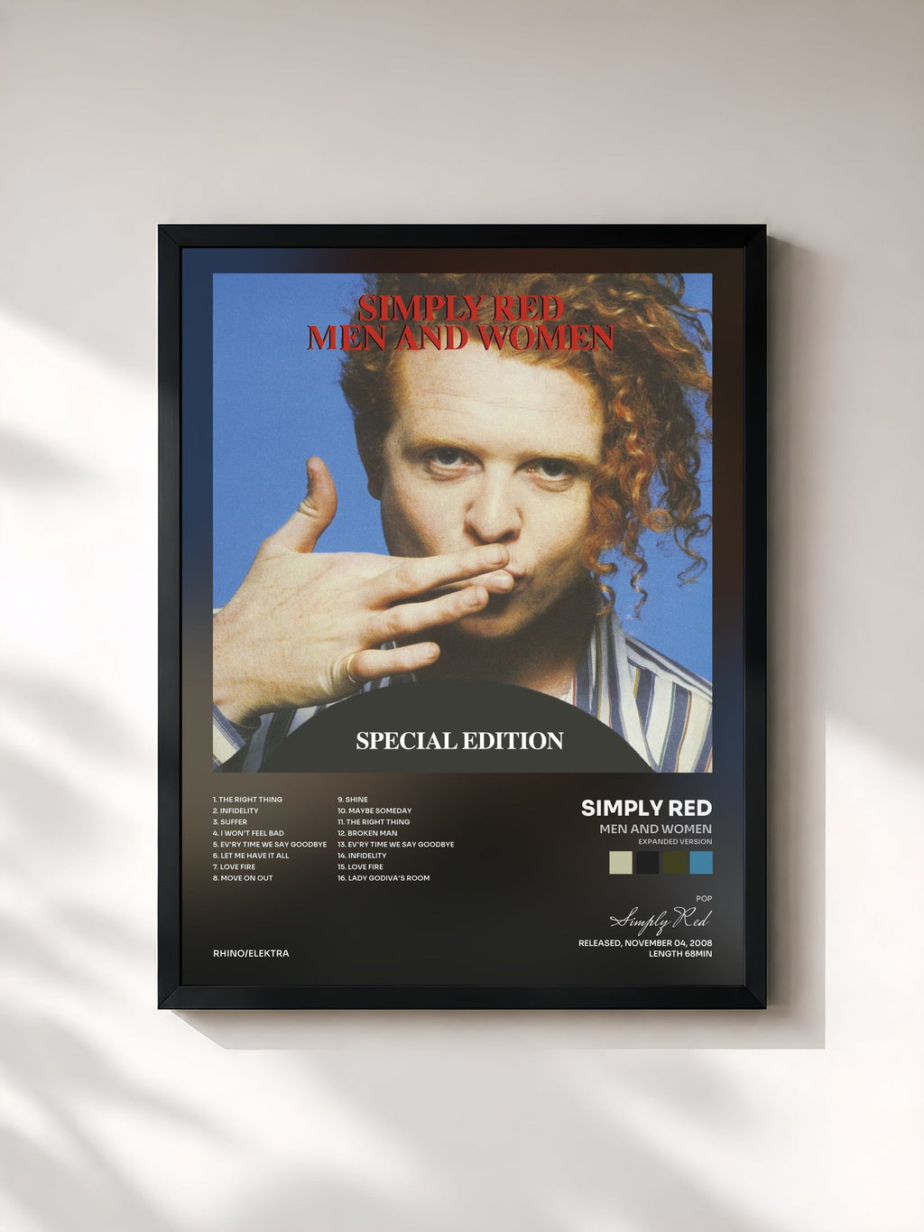 #noir Men and Women (Expanded Version) by Simply Red as a framed art print, black frame, printed and framed in France