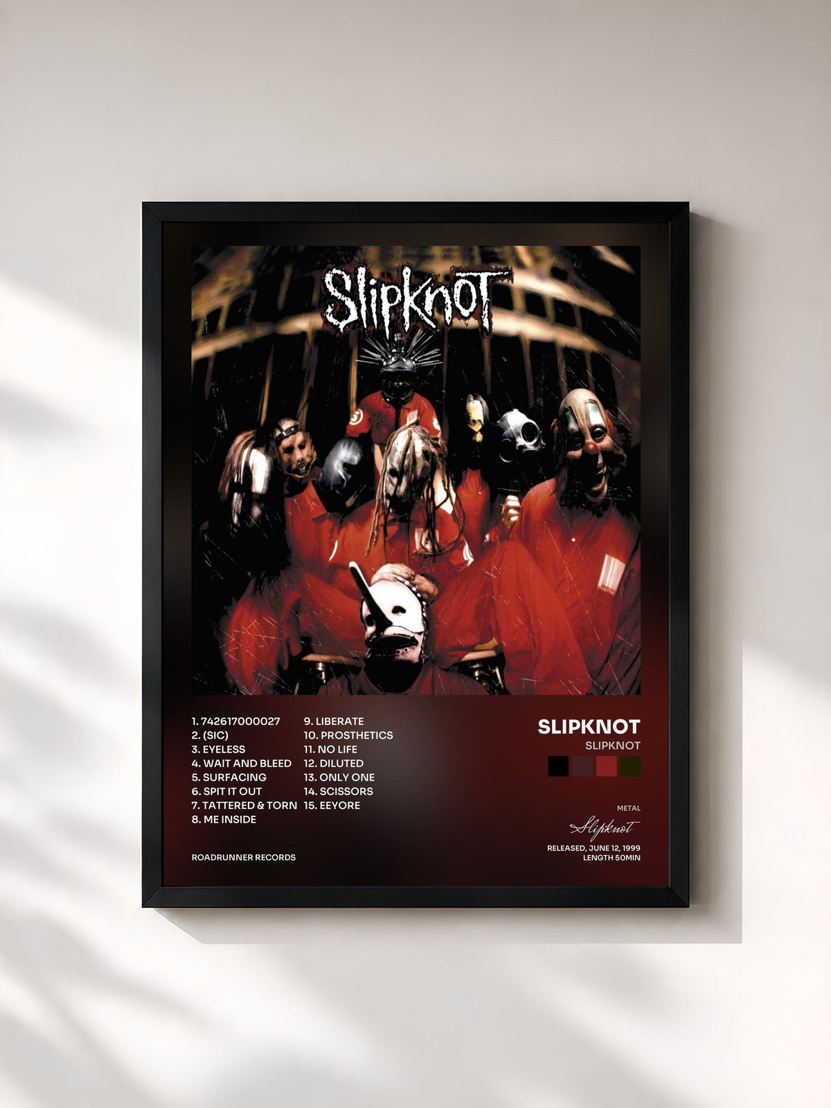 #noir Tableau de l'album Slipknot de Slipknot, cadre noir, imprimé et encadré en France