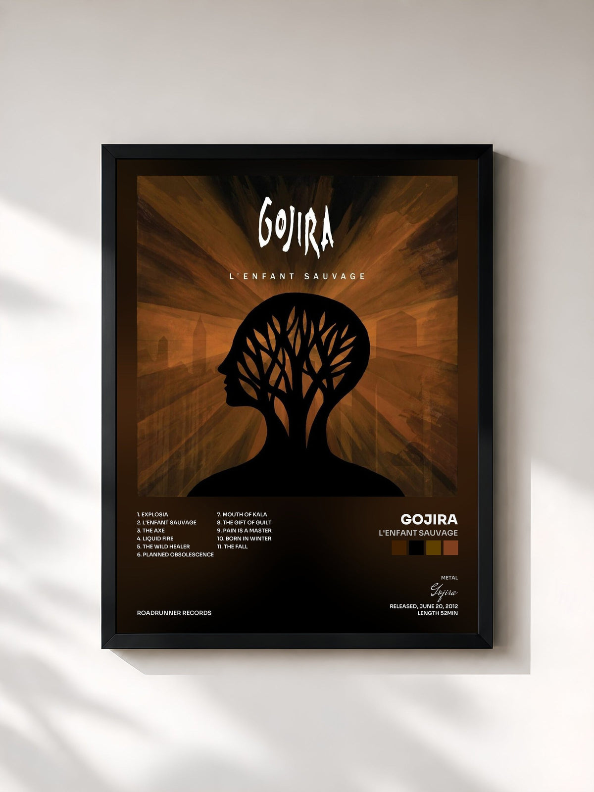 #noir Tableau de l'album L'Enfant Sauvage de Gojira, cadre noir, imprimé et encadré en France