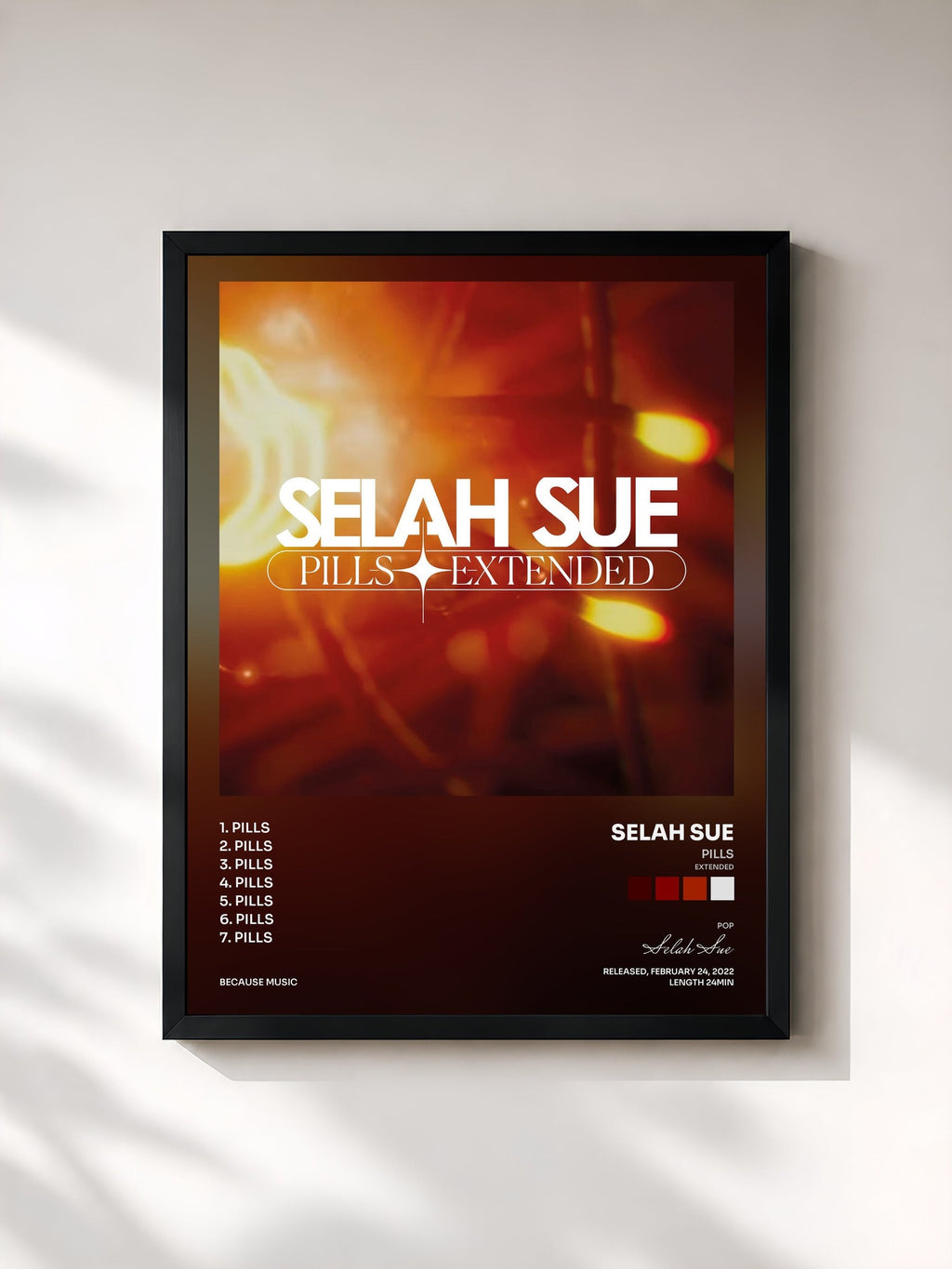 #noir Pills (Extended) de Selah Sue en lámina enmarcada, marco negro, impresa y enmarcada en Francia
