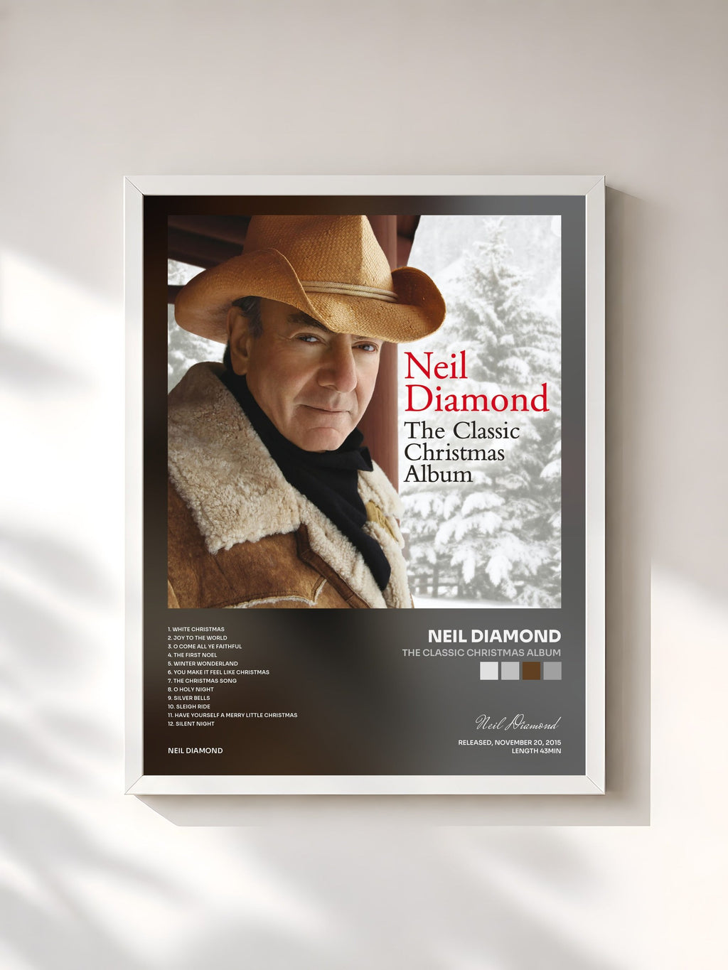 #blanc The Classic Christmas Album von Neil Diamond als gerahmter Kunstdruck, weißer Rahmen, gedruckt und gerahmt in Frankreich