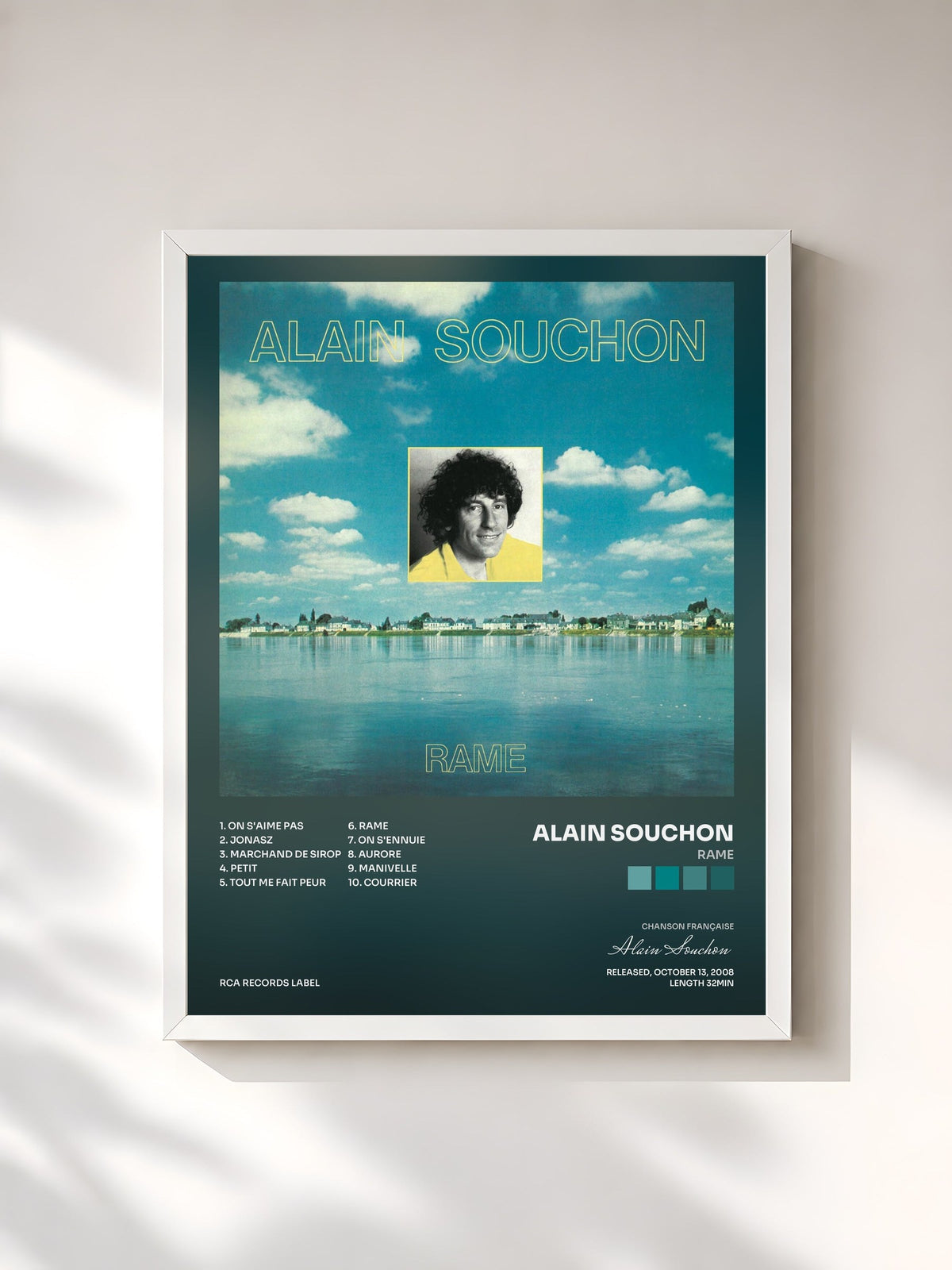 #blanc Rame von Alain Souchon als gerahmter Kunstdruck, weißer Rahmen, gedruckt und gerahmt in Frankreich
