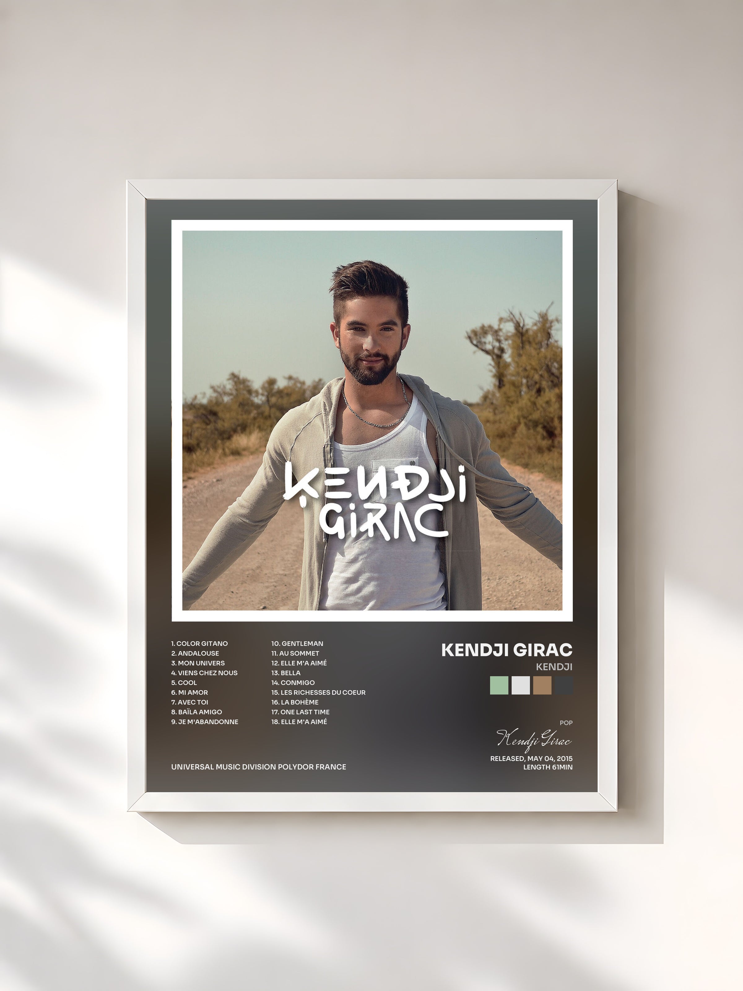 #blanc Tableau de l'album Kendji de Kendji Girac, cadre blanc, imprimé et encadré en France