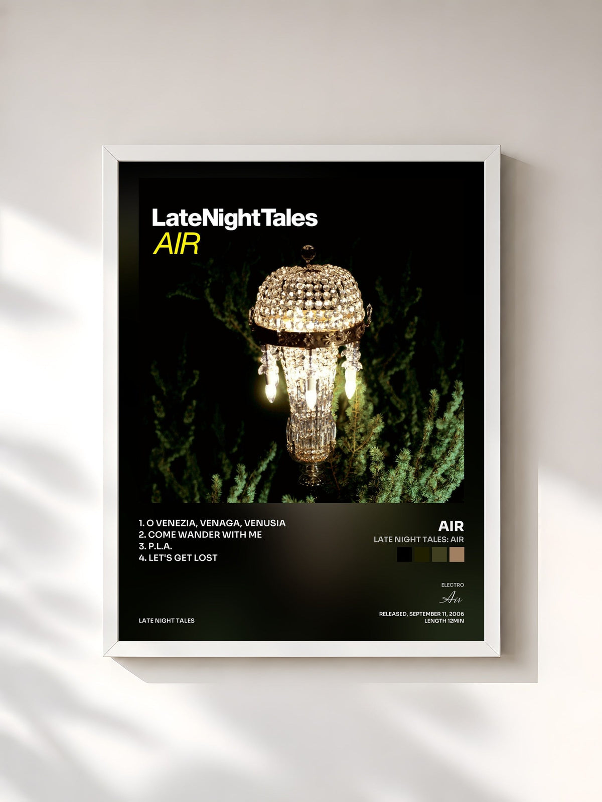 #blanc Tableau de l'album Late Night Tales: Air de Air, cadre blanc, imprimé et encadré en France