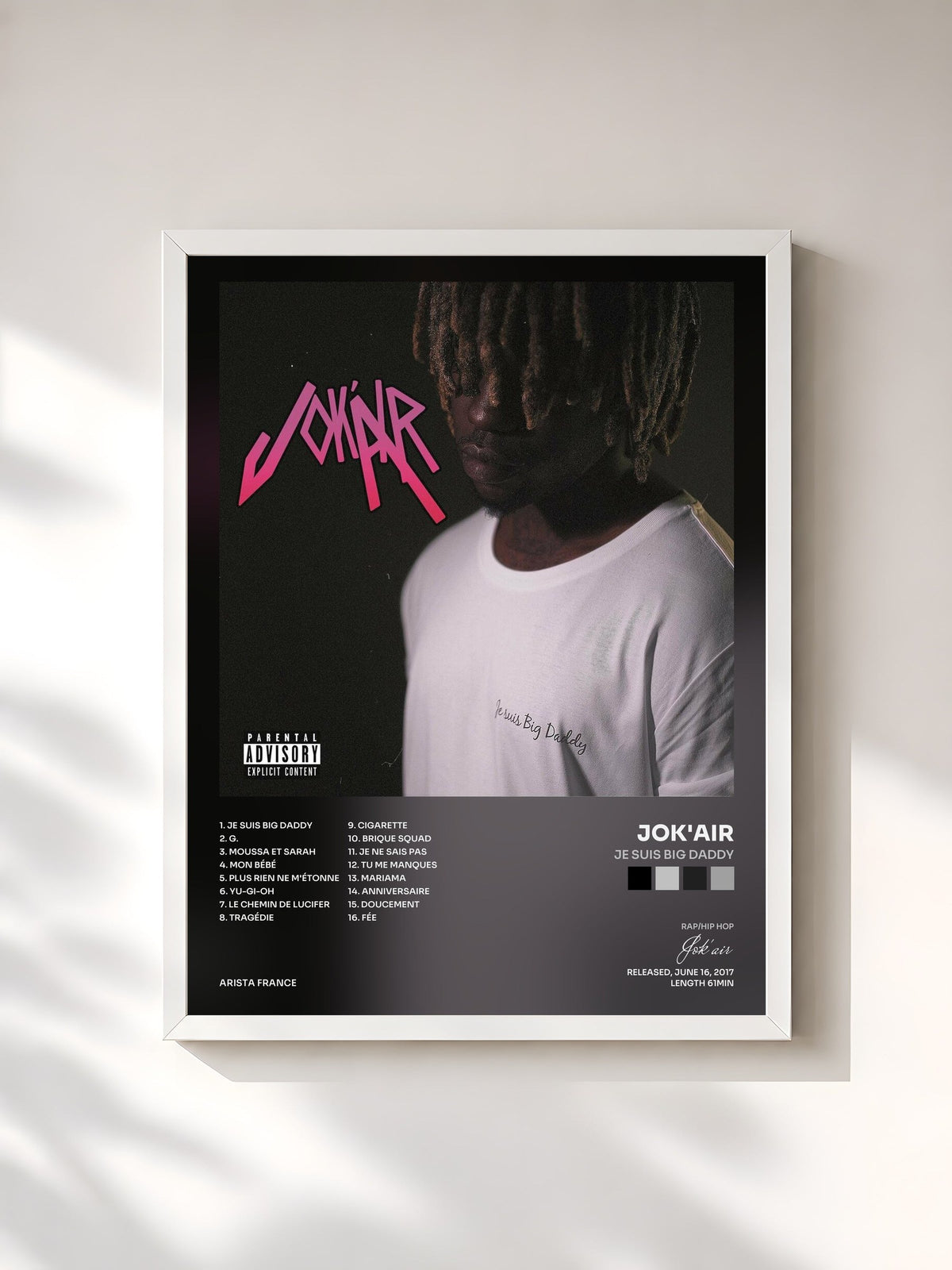 #blanc Tableau de l'album Je suis Big Daddy de Jok'air, cadre blanc, imprimé et encadré en France