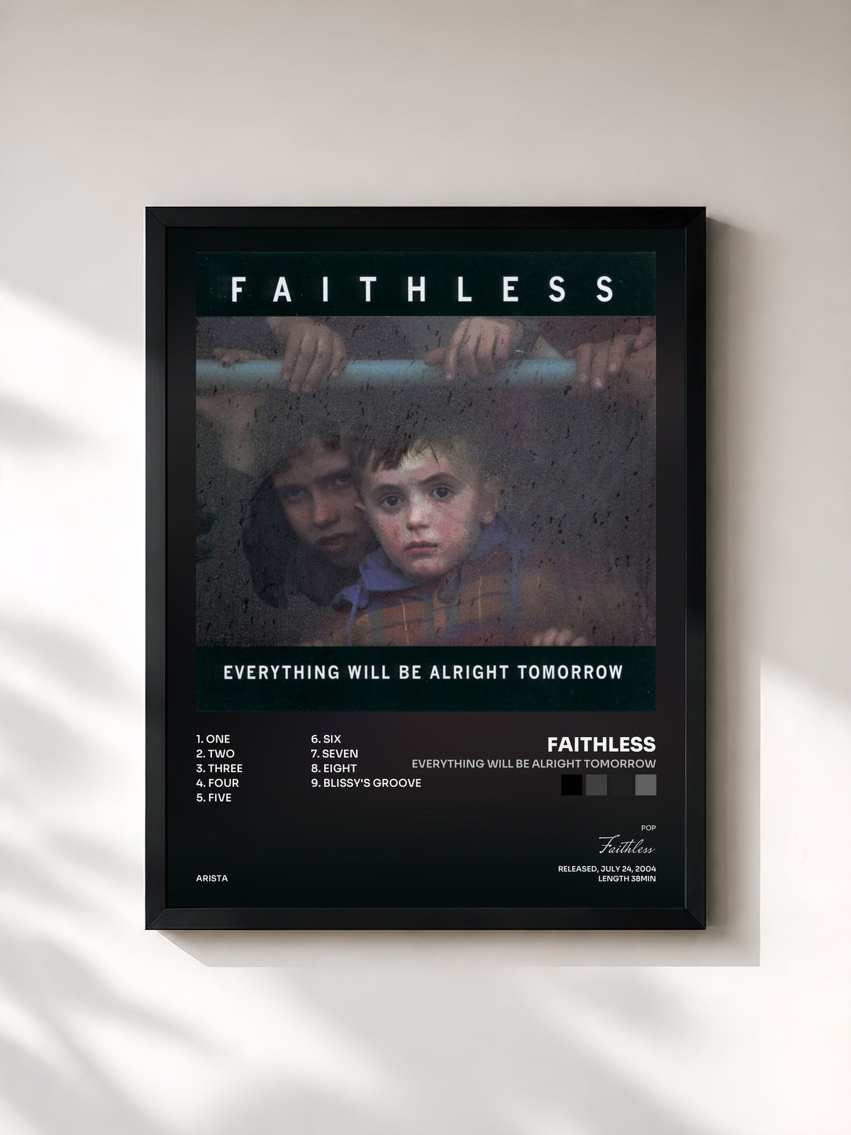 #noir Everything Will Be Alright Tomorrow de Faithless en lámina enmarcada, marco negro, impresa y enmarcada en Francia