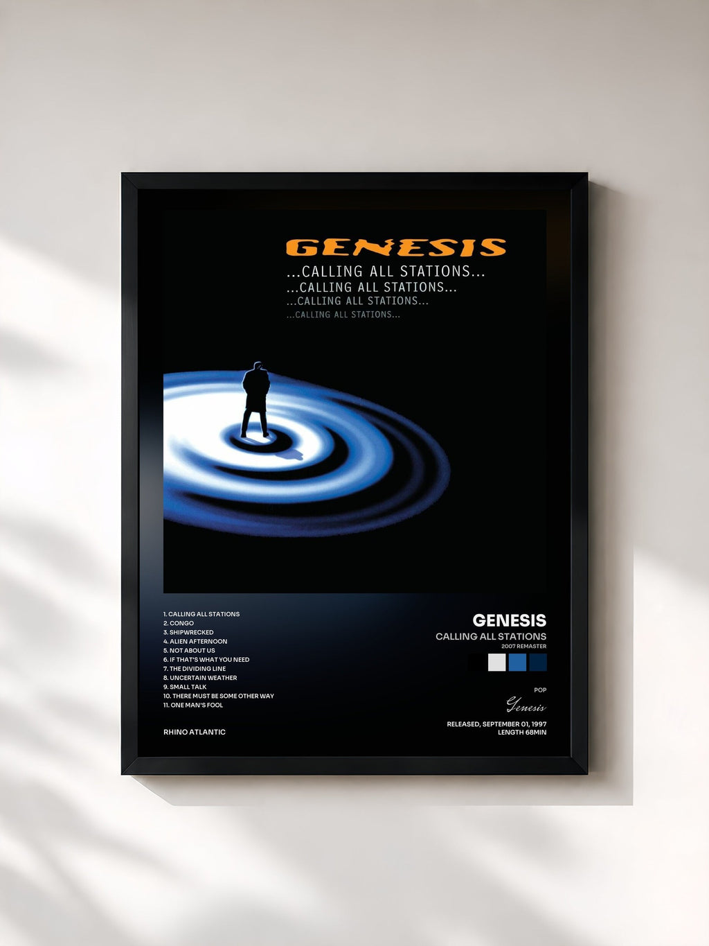 #noir Calling All Stations (2007 Remaster) by Genesis as a framed art print, black frame, printed and framed in France