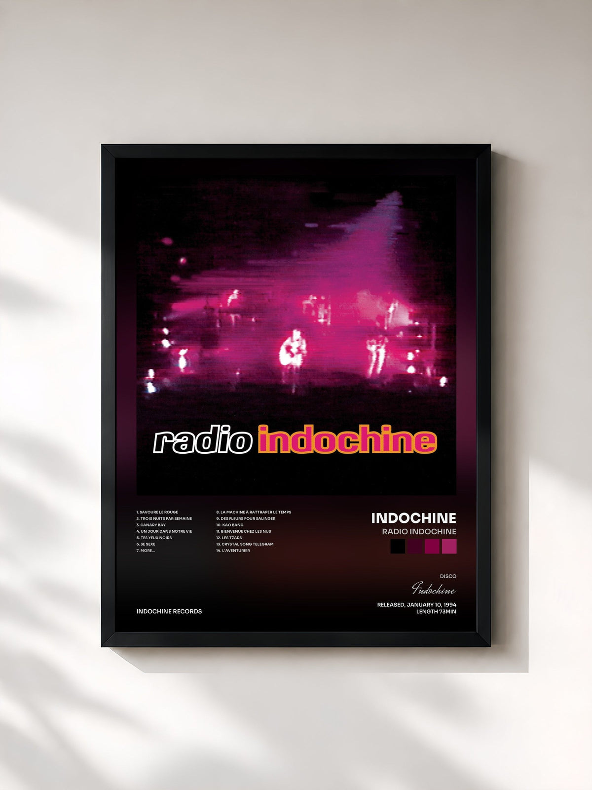 #noir Radio Indochine by Indochine as a framed art print, black frame, printed and framed in France
