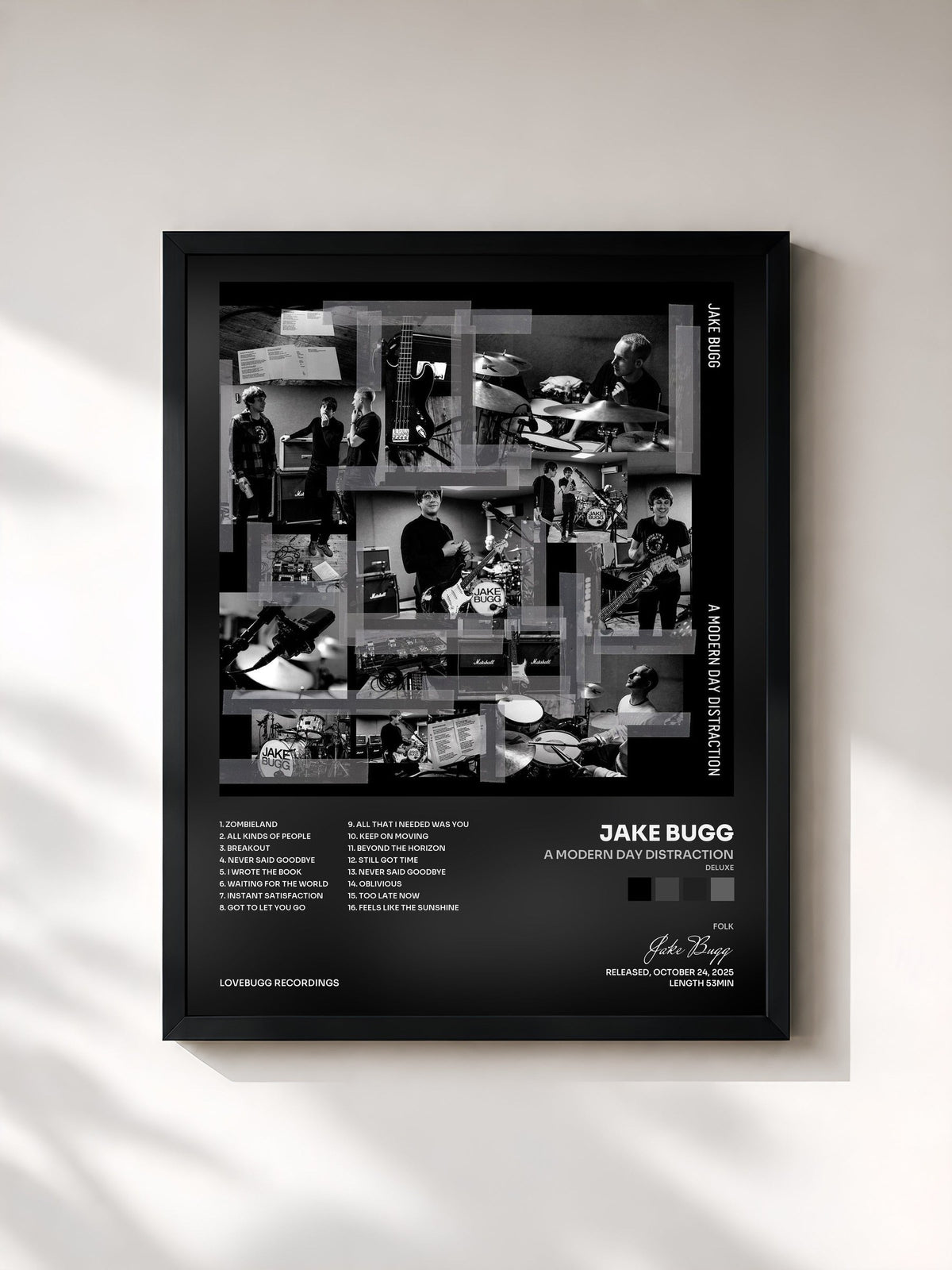 #noir A Modern Day Distraction (Deluxe) di Jake Bugg in stampa incorniciata, cornice nera, stampata e incorniciata in Francia