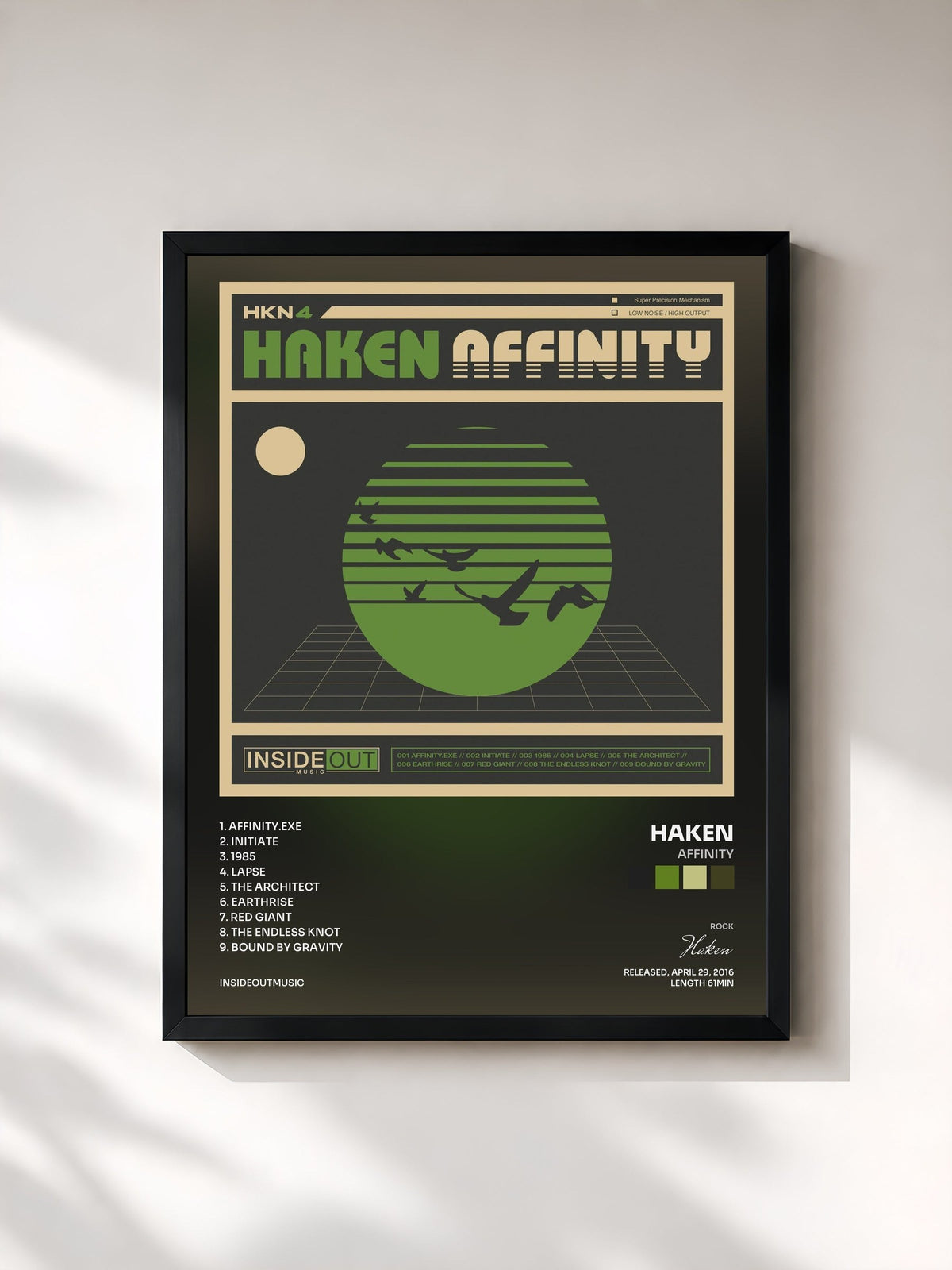#noir Tableau de l'album Affinity de Haken, cadre noir, imprimé et encadré en France