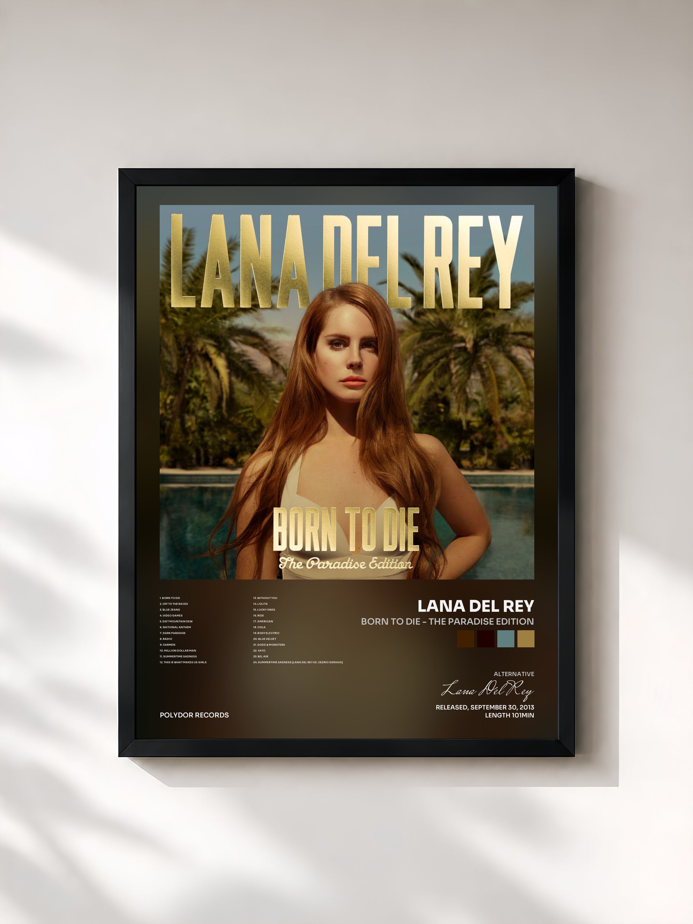 #noir Tableau de l'album Born To Die - The Paradise Edition de Lana Del Rey, cadre noir, imprimé et encadré en France