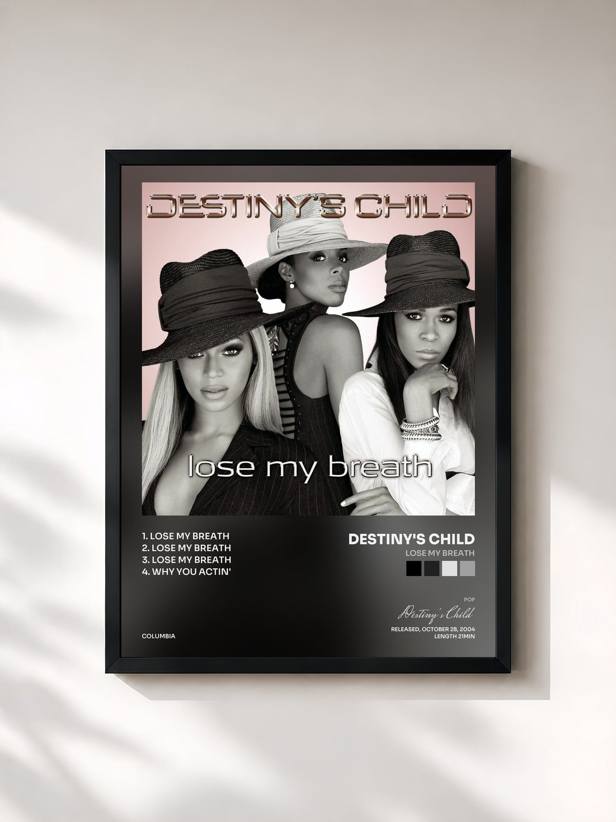 #noir Lose My Breath di Destiny's Child in stampa incorniciata, cornice nera, stampata e incorniciata in Francia