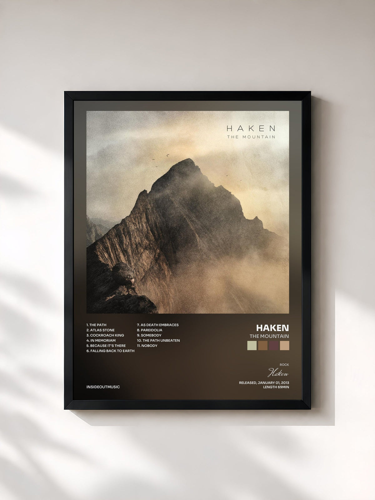 #noir Tableau de l'album The Mountain de Haken, cadre noir, imprimé et encadré en France