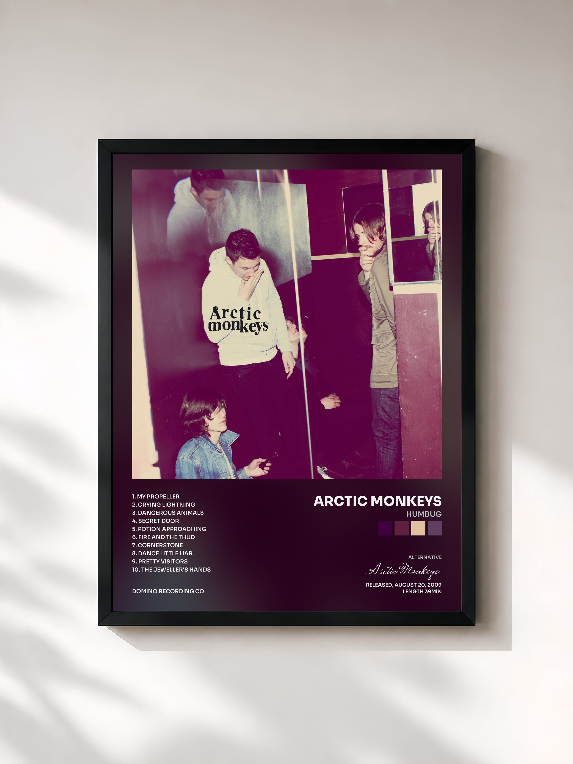 #noir Tableau de l'album Humbug de Arctic Monkeys, cadre noir, imprimé et encadré en France