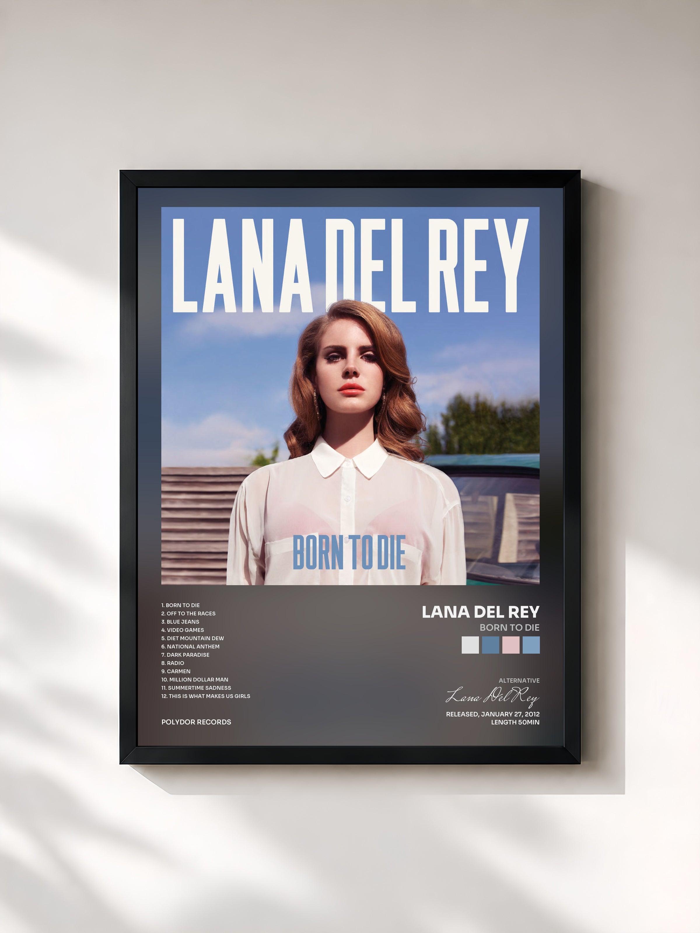 #noir Born To Die di Lana Del Rey in stampa incorniciata, cornice nera, stampata e incorniciata in Francia