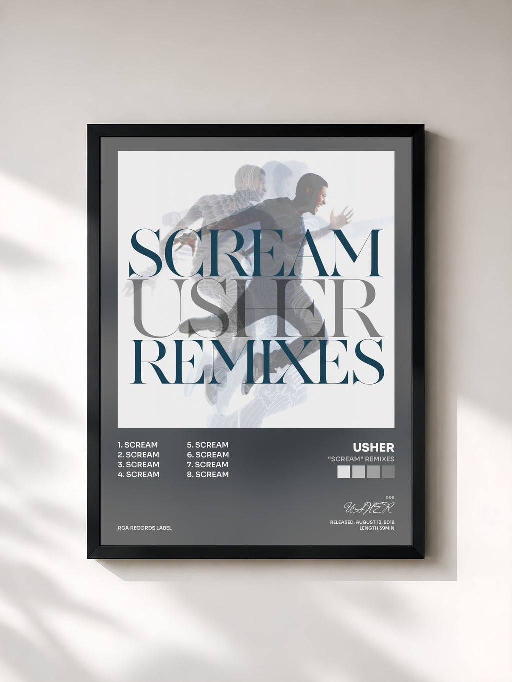 #noir "Scream" Remixes by USHER as a framed art print, black frame, printed and framed in France