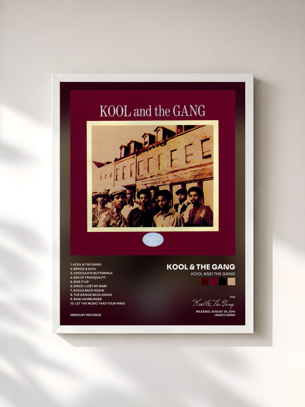 #blanc Kool And The Gang di Kool & The Gang in stampa incorniciata, cornice bianca, stampata e incorniciata in Francia