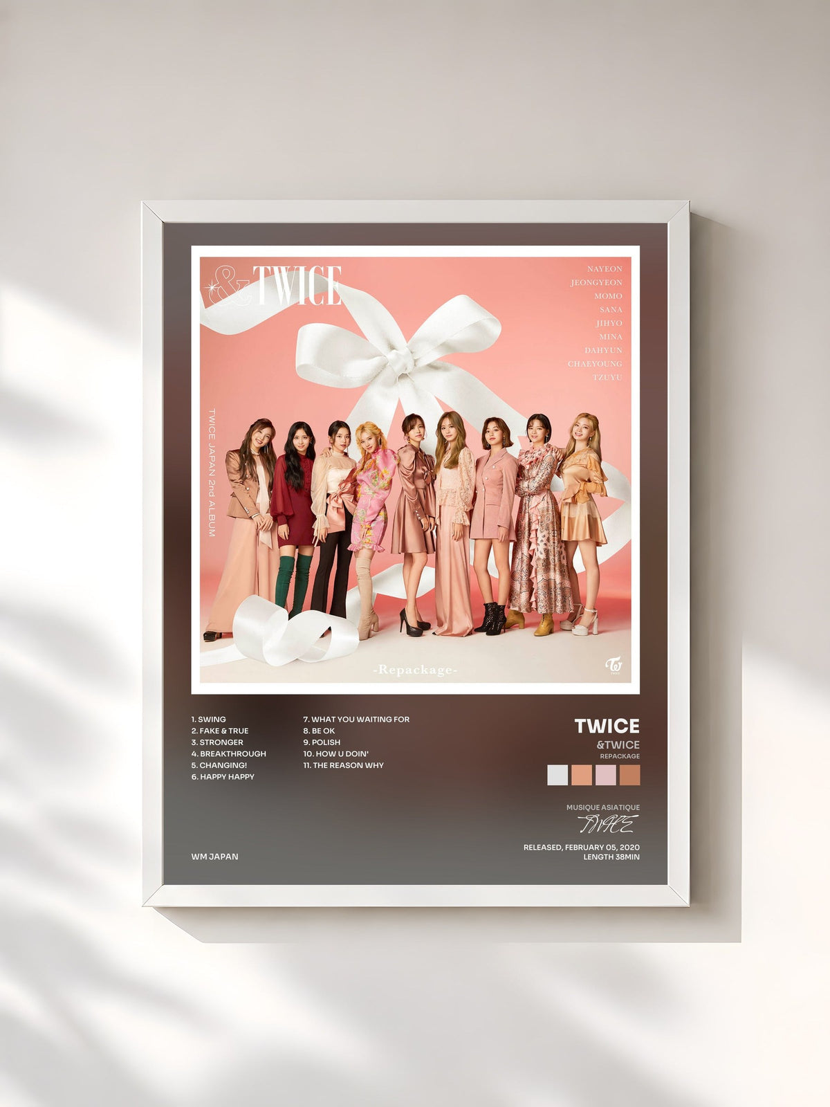 #blanc Tableau de l'album &TWICE (Repackage) de TWICE, cadre blanc, imprimé et encadré en France