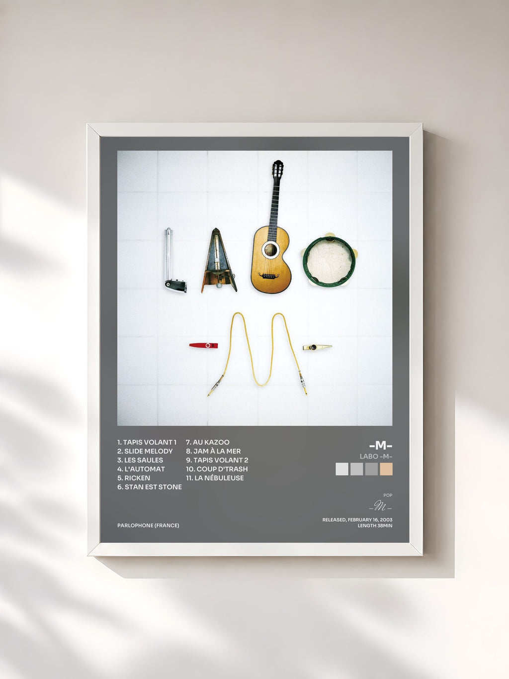#blanc Tableau de l'album Labo -M- de -M-, cadre blanc, imprimé et encadré en France