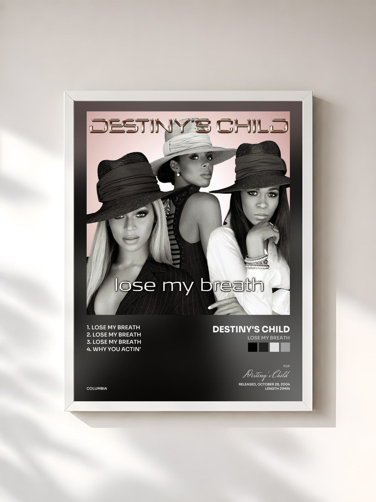 #blanc Lose My Breath di Destiny's Child in stampa incorniciata, cornice bianca, stampata e incorniciata in Francia