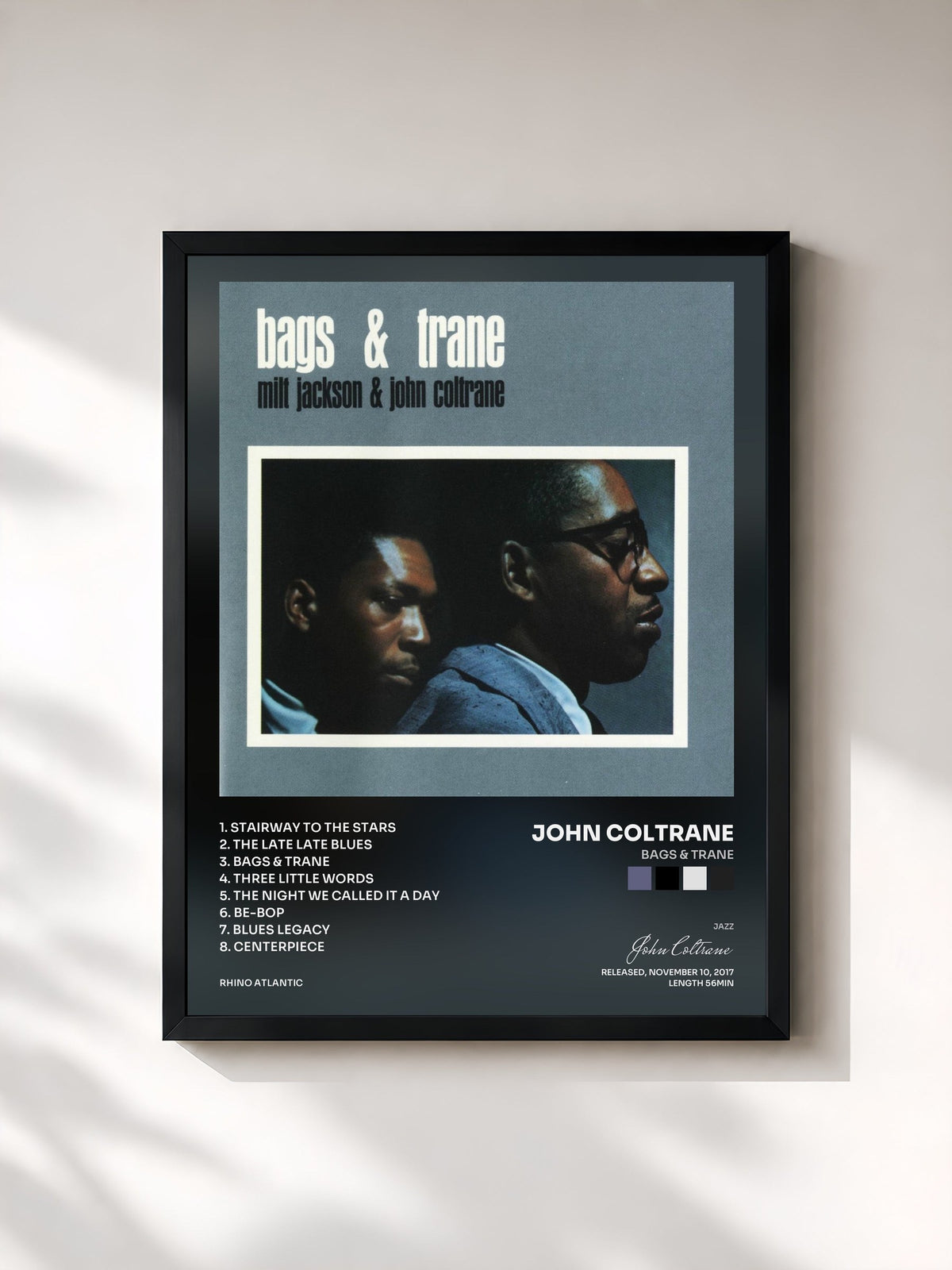 #noir Tableau de l'album Bags & Trane de John Coltrane, cadre noir, imprimé et encadré en France